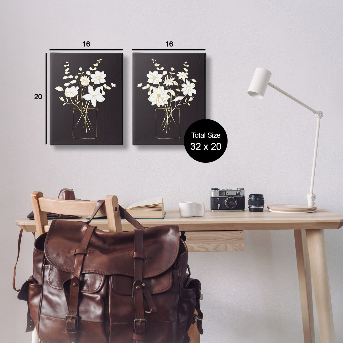 Stupell Industries Minimalist Flower Sketch in Jar 2 pc Canvas Wall Art Set Design by Nan
