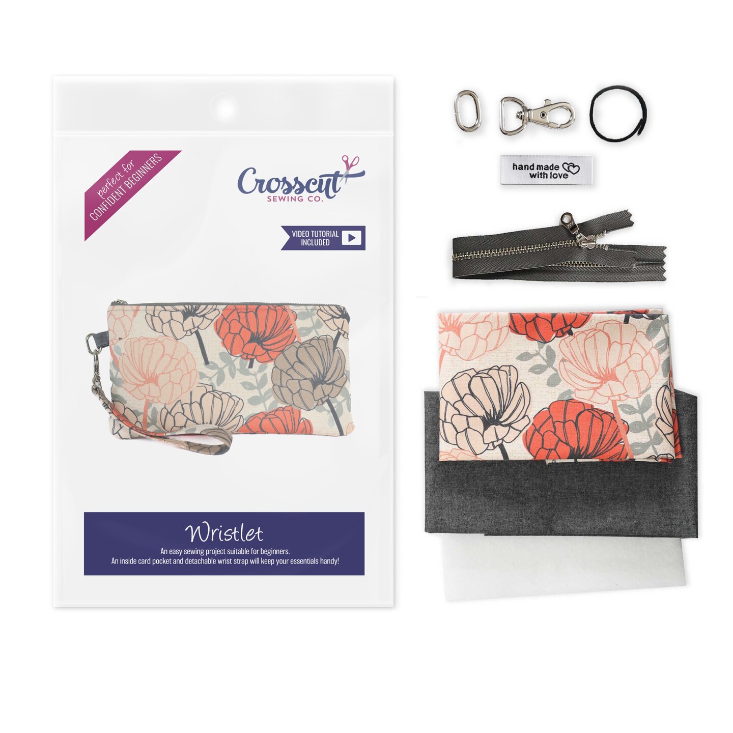 Crosscut Sewing Co.® Wristlet Sewing Kit - Beginner Sewing Project Kit
