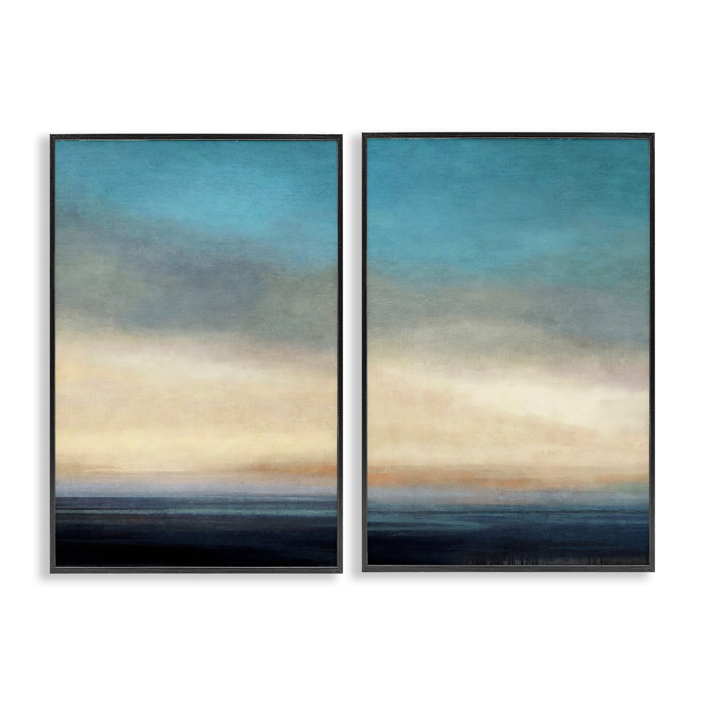 Stupell Industries Calm Tranquil Sea horizon 2 pc Framed Giclee Wall Art Set Design by Suzanne Nicoll