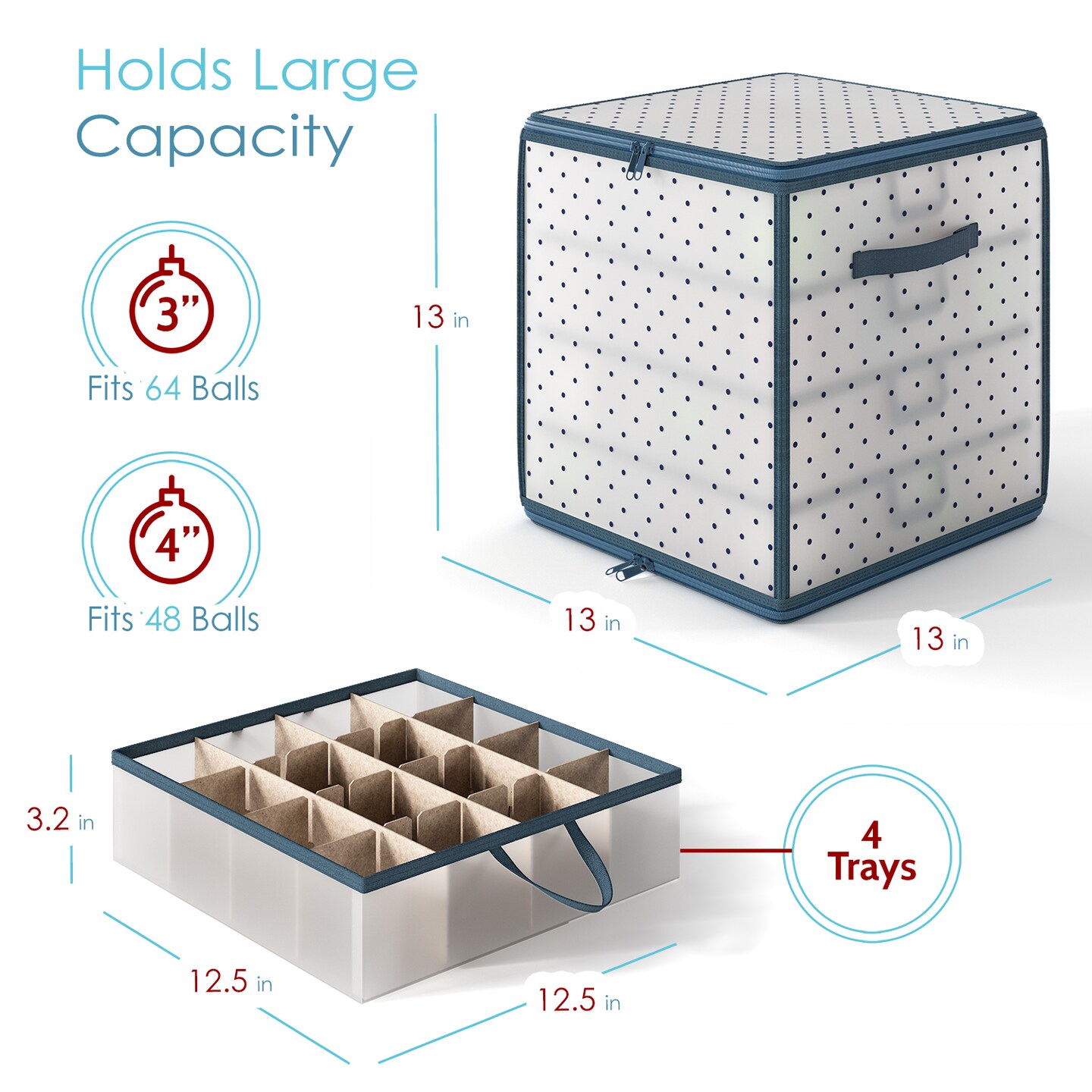 Hearth &#x26; Harbor Christmas Ornament Storage Box With 4 Inner Tray Dividers