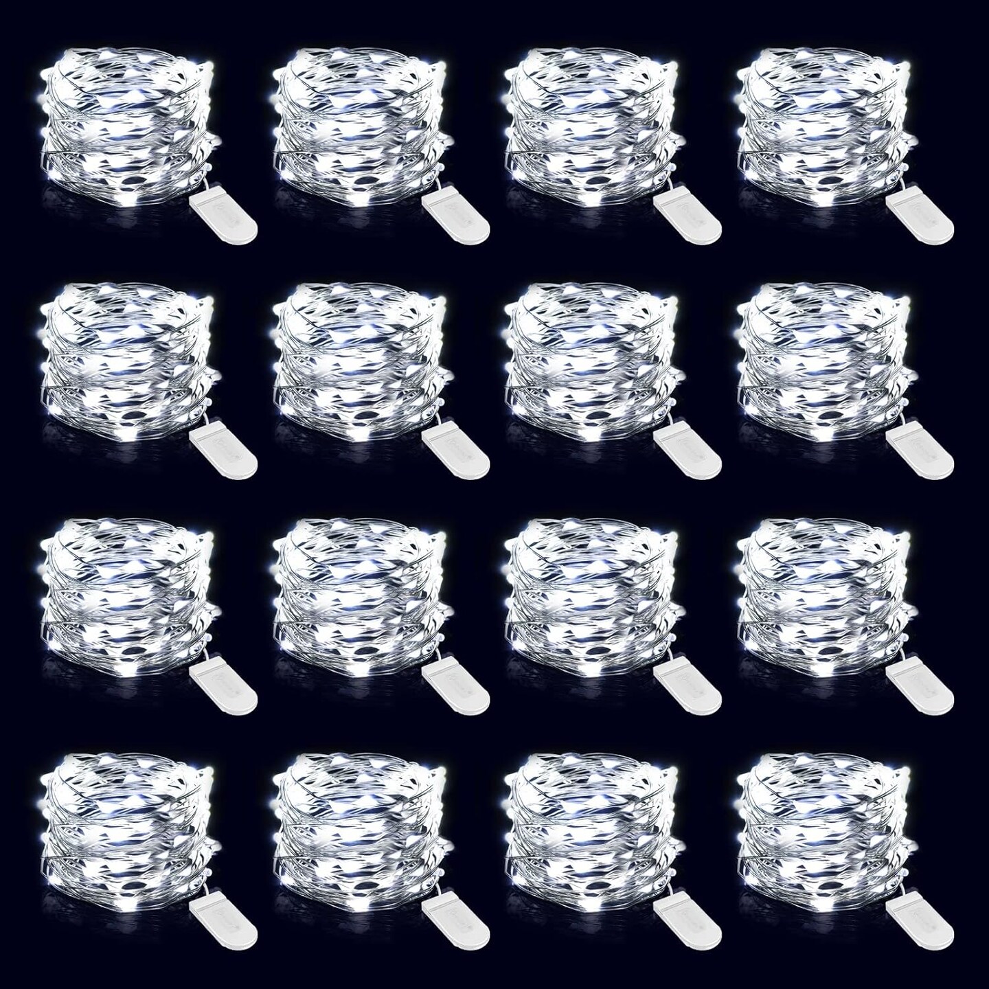 16 Pack Fairy Lights Battery Operated String Lights, 6.5ft 20 Mini LED Lights, IP67 Waterproof White Fairy Lights, Twinkle Lights for Mason Jar Wedding Centerpiece Decor Christmas Bedroom
