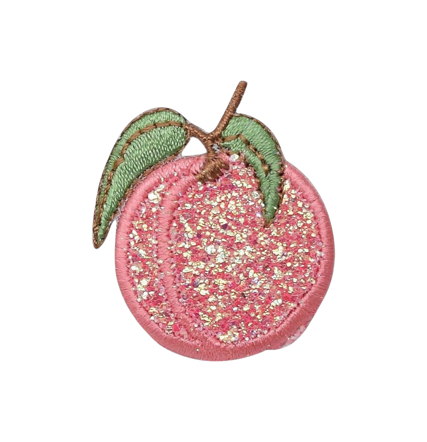 Peach, Fruit, Glitter, Embroidered, Iron on Patch