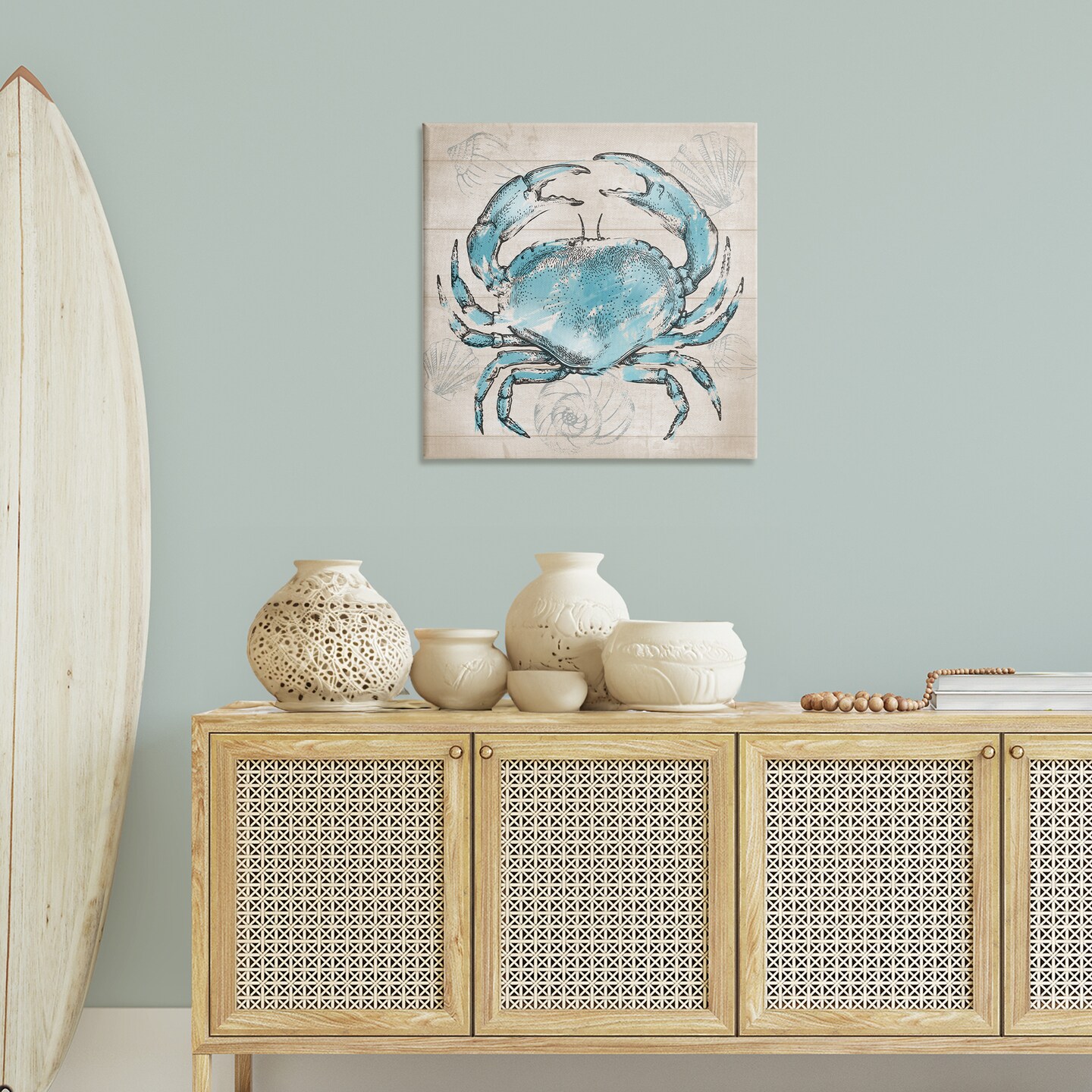 Stupell Industries Vintage Drawn Crab Canvas Wall Art Design by Conrad Knutsen