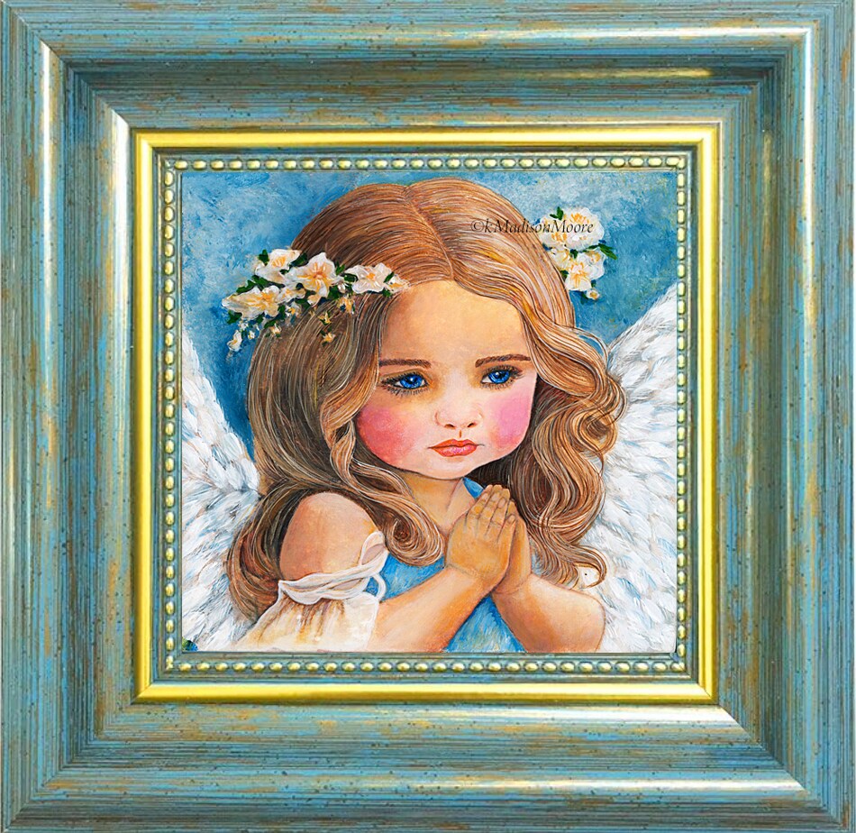 Angel Malaika - 8 x 8 Angel Oil Paining on Canvas | MakerPlace by