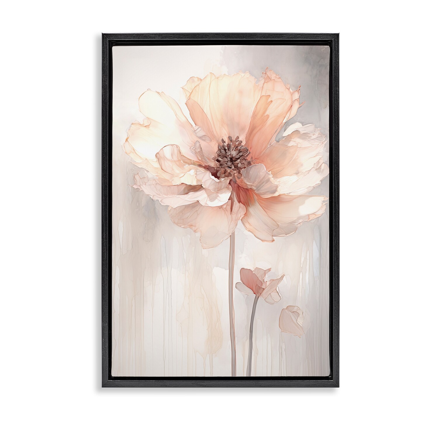 Stupell Industries Pastel Blush Flower Framed Floater Canvas Wall Art Design by Raymond Powers