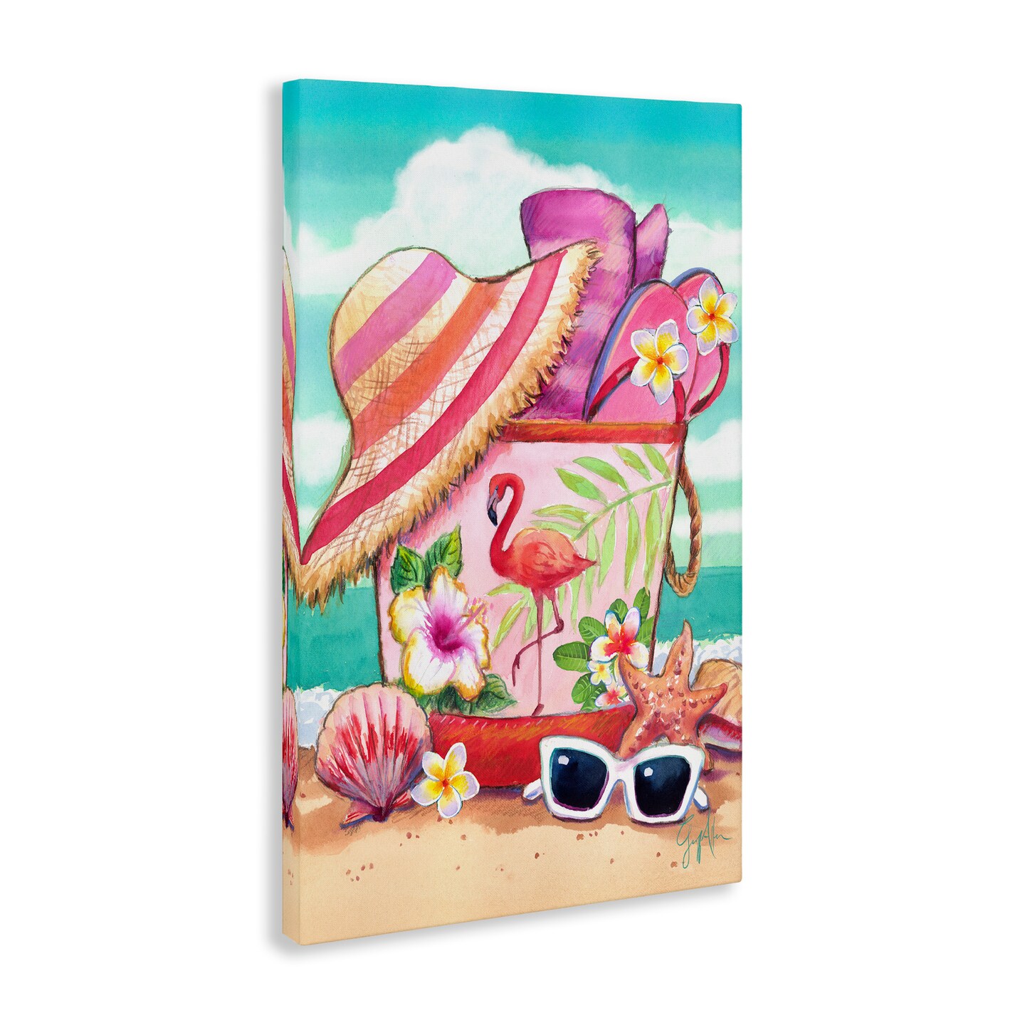 Stupell Industries Floral Beach Bag Canvas Wall Art Design by Geoff Allen