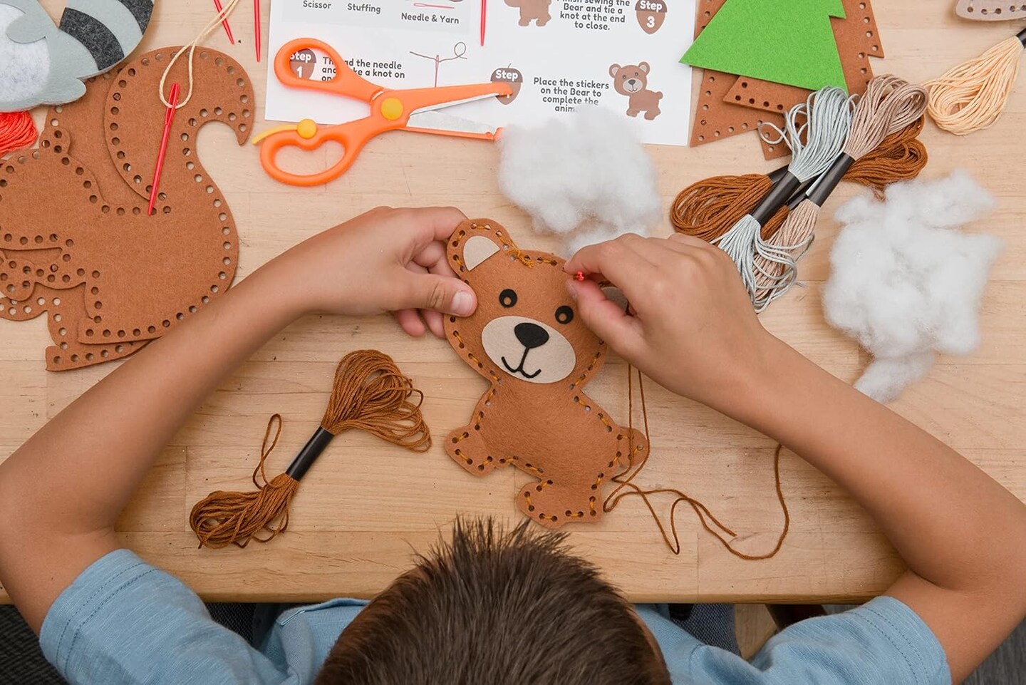 Sewing Kit for Kids - Woodland Animals Kids Sewing Kit - Make Your Own Stuffed Animal Kit - Felt Stitch Art and Craft Toys for Boys and Girls - Childrens DIY Crafting and Sewing