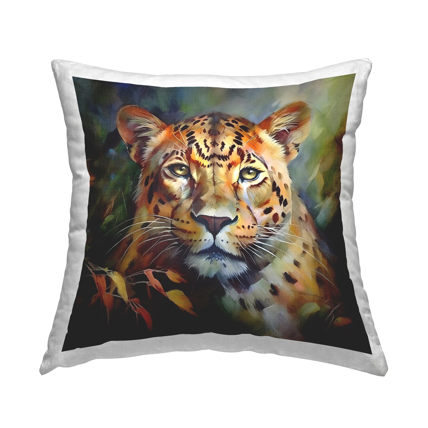 Leopard Face Portrait Decorative Printed Throw Pillow Design by Noah Bay, 18 x 7 x 18