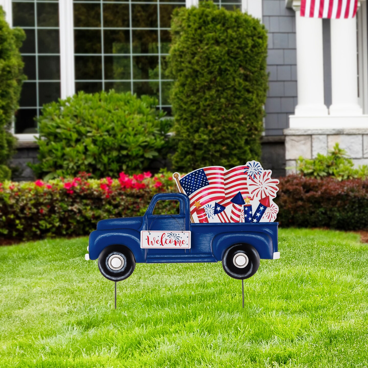 Set of 2 23.5"L Metal Patriotic/ Americana Truck Yard Stake or Wall Décor