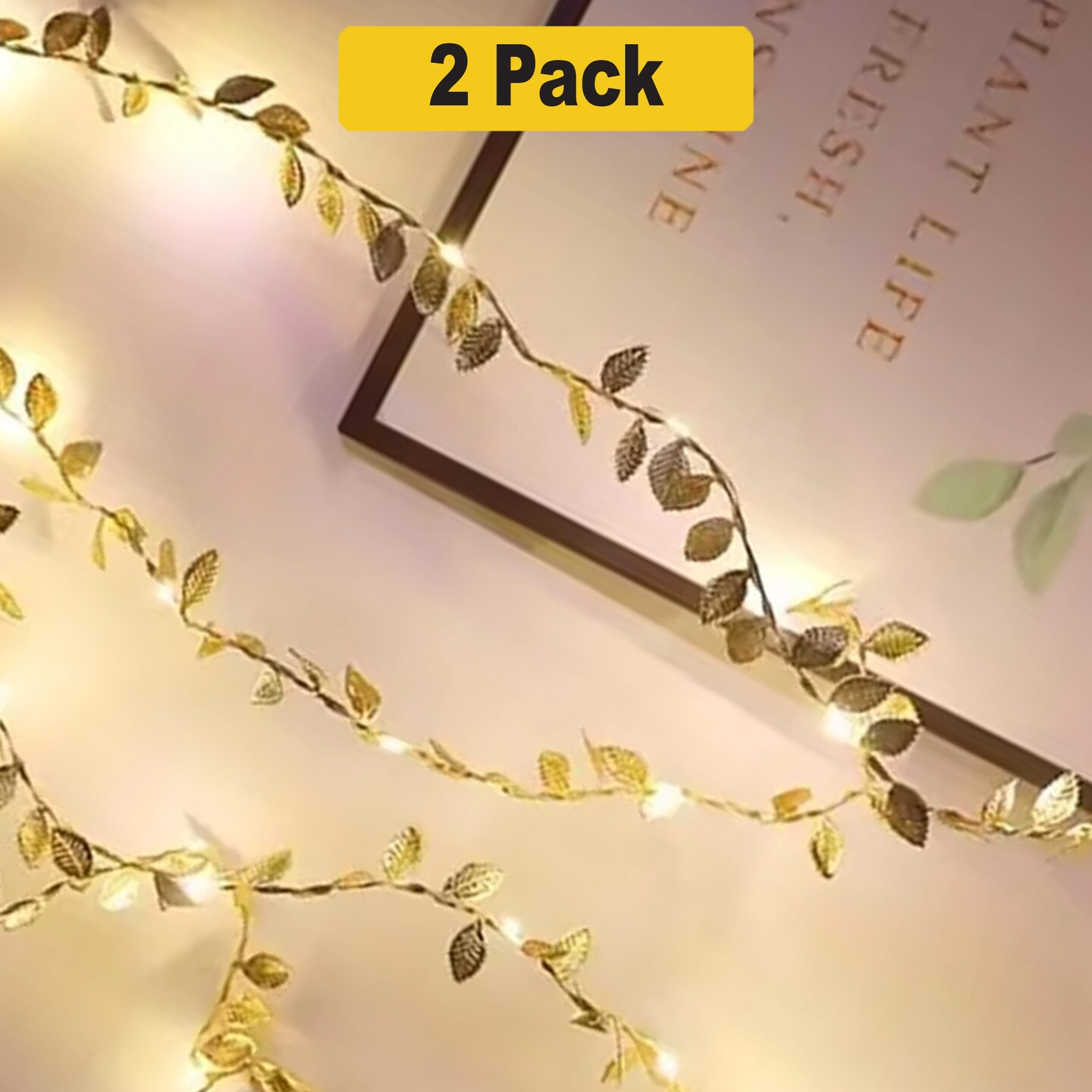 20 LED Leaf Vine Fairy Lights &#x2014; Battery Operated Greenery String
