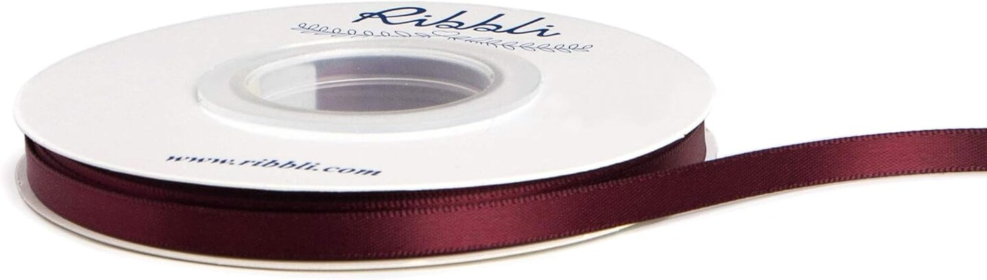Double Faced Burgundy Satin Ribbon,1/4&#x201D; X Continuous 25 Yards,Use for Bows Bouquet,Gift Wrapping,Floral Arrangement