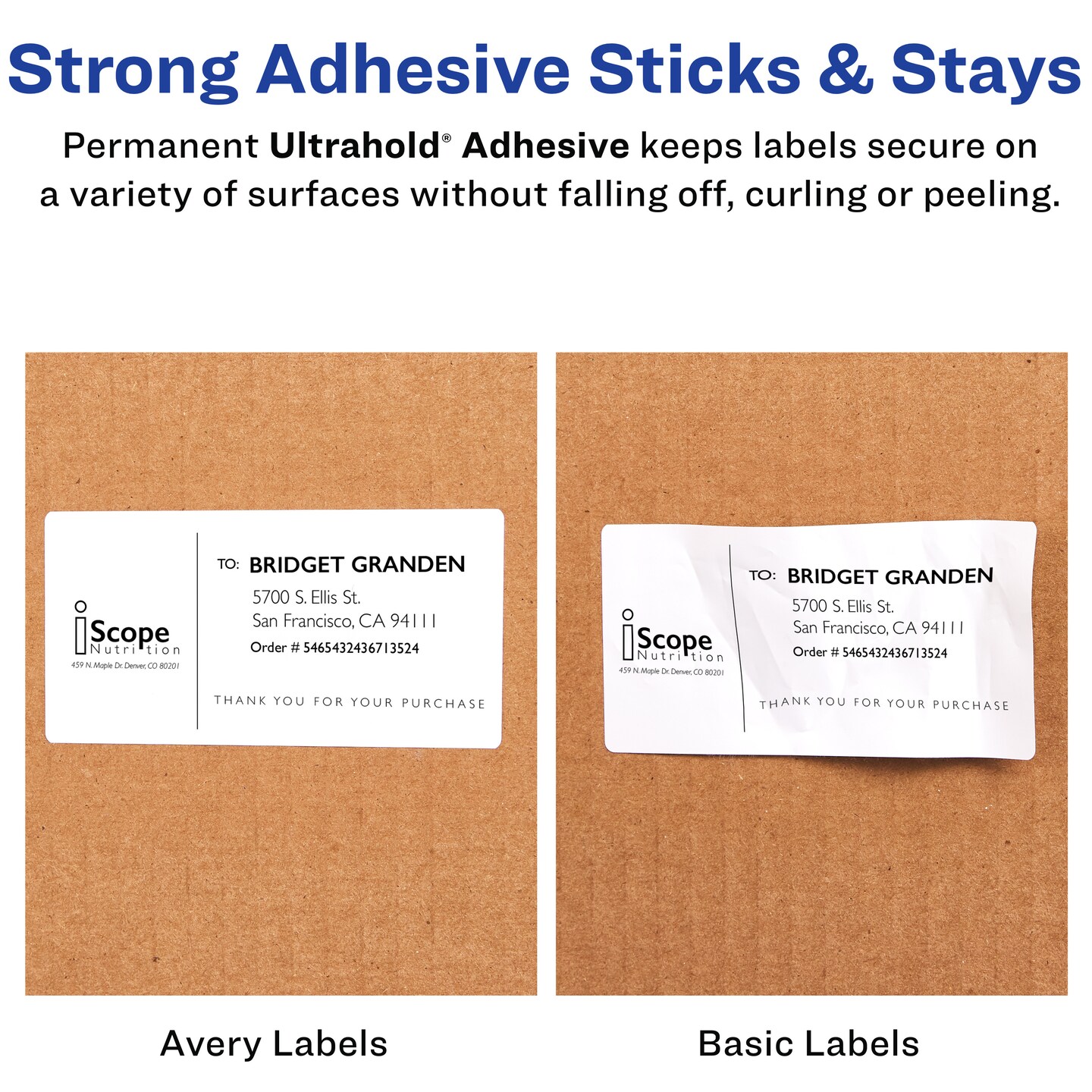 Avery Waterproof Printable Address Labels with Sure Feed, 1&#x22; x 2-5/8&#x22;, White, Ultrahold Permanent Adhesive, Laser Printers, 1,500 Blank Mailing Labels (5520) - 5 Pack