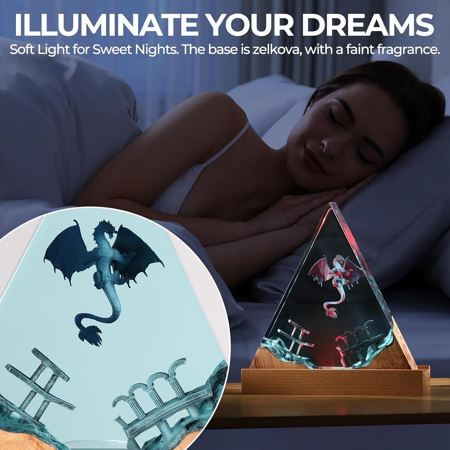 LET&#x27;S RESIN Ocean Resin Lamp Christmas Gift with LED Color Control, Creative Craftmanship Gift, Home Decor Night Light, Table Lamp for Home and Bedroom