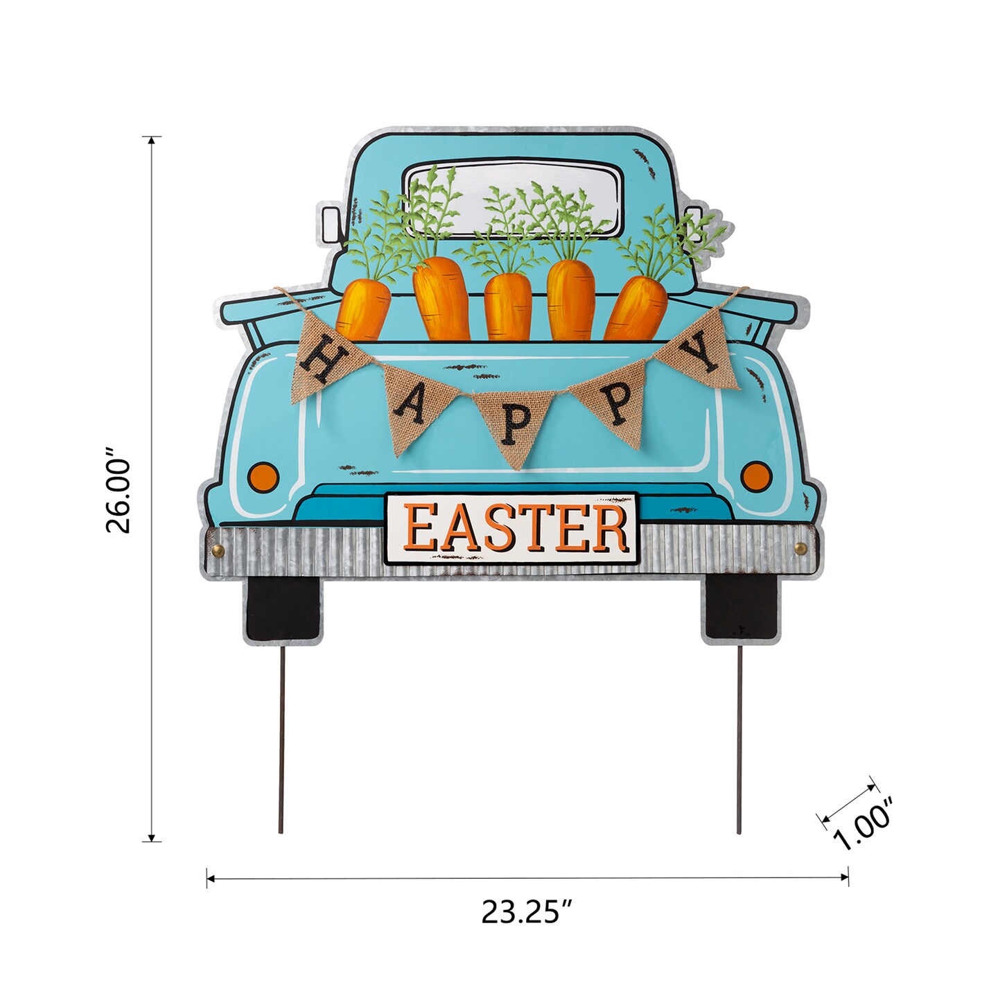 26&#x22;H Easter Metal Truck Yard Stake or Wall D&#xE9;cor or Standing Decor