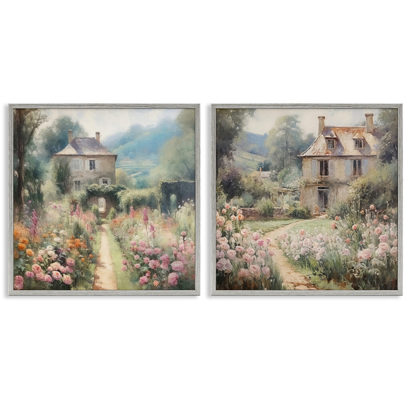 Stupell Industries Quaint French Country Garden 2 pc Framed Giclee Wall Art Set Design by RileyB