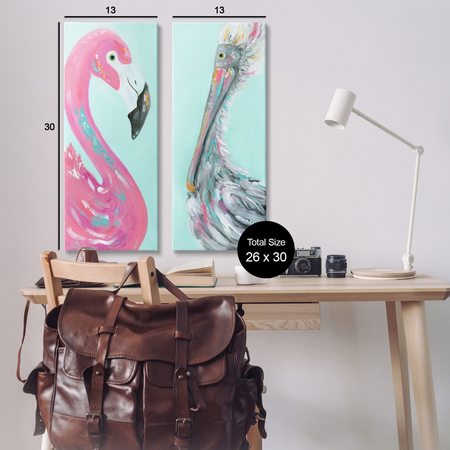 Stupell Industries Odd Flamingo Pelican Profile 2 pc Canvas Wall Art Set Design by Estelle Grengs