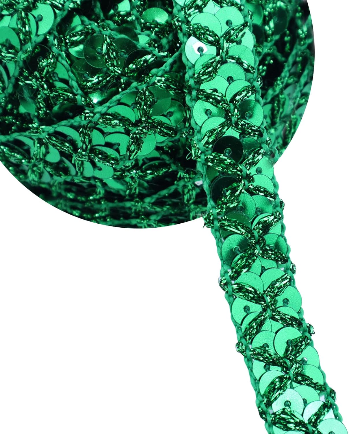 Sequin Lace Ribbon Metallic Glitter Braid Trim for Sewing Christmas Home Decoration 10 Yards (Green)