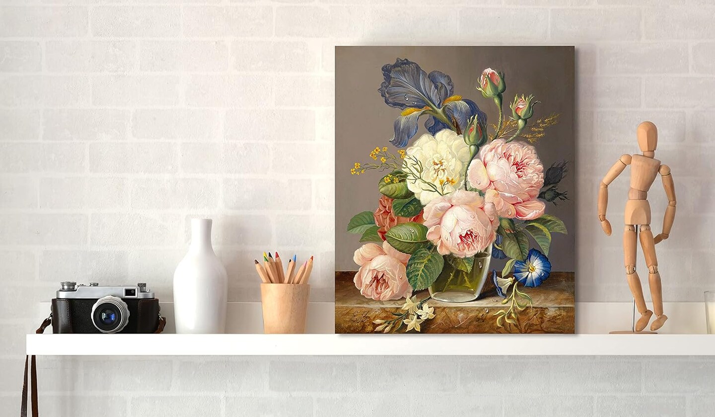 Paint by Number for Adults Beginner Students,Ideal Gift Choice for Christmas,New Years, Birthday, Any Festival, DIY Acrylic Painting Kit for Hoom Decor Canvas ONLY -16x20inch, Flowers
