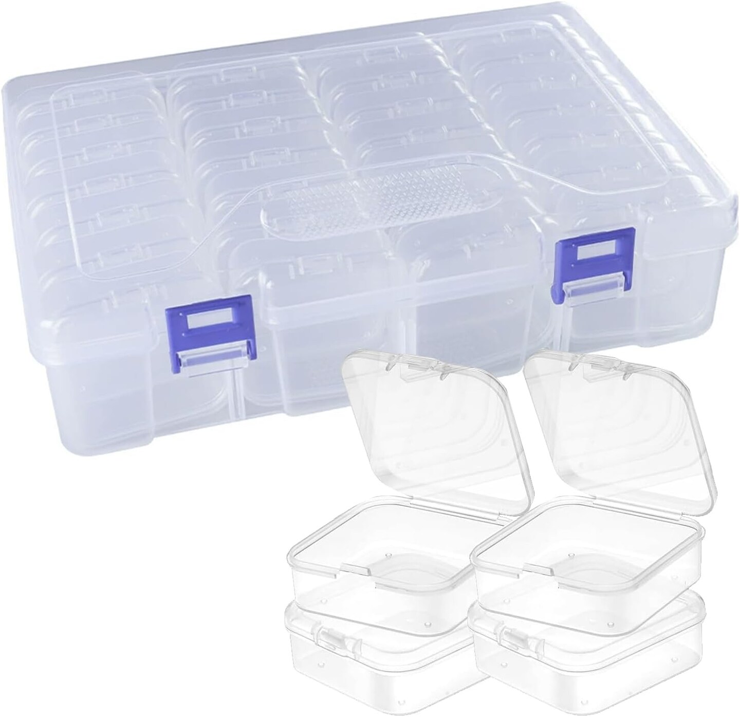 43-Slot Clear Plastic Jewelry Bead Organizer Box with Hinged Lids - Portable Craft Storage Container for Jewelry Making, DIY Crafts, Nail Art &#x26; Small Parts