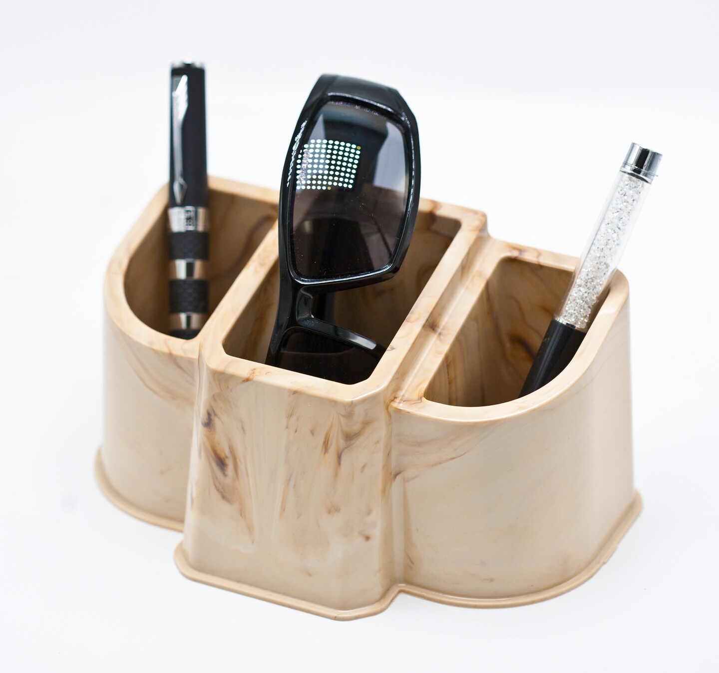 Enjoy Organizer Marble Plastic Pencil Holder 3 Compartment Desk Organizer for Home Office, Art Supplies &#x26; Classroom Made in USA