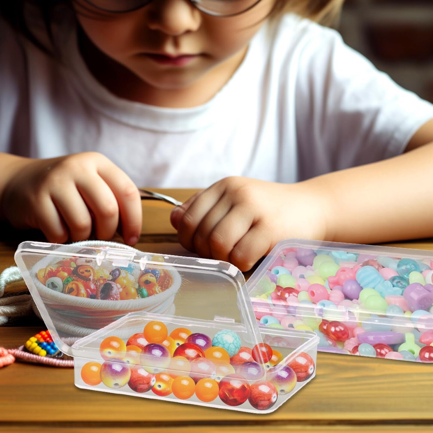 Small Plastic Jewelry Containers, 18 Pack Clear Plastic Storage Containers Small Plastic Containers with Lids Beads Storage Box, Small Plastic Storage Bins for Beads, Jewelry, Tools, 4.5 X 3.37 X 1.12 Inch
