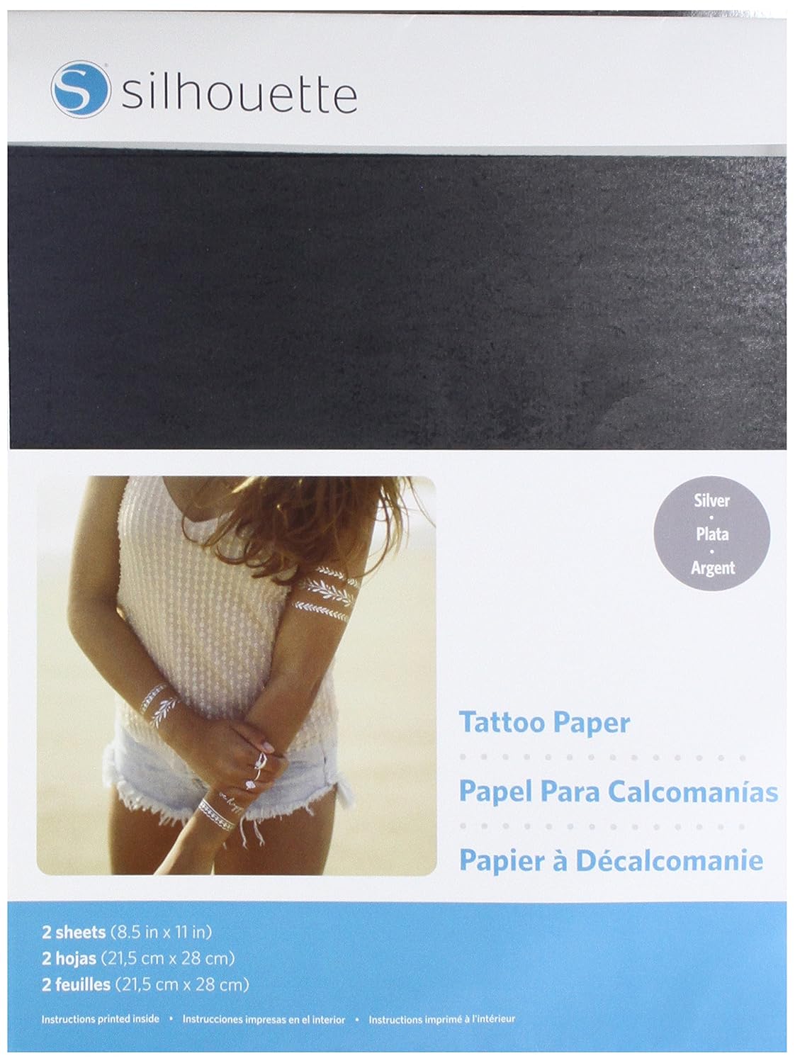 Silhouette America Silver Silhouette 8.5&#x22;X11&#x22; Temporary Tattoo Paper 2/Pkg