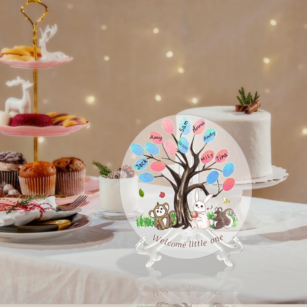 Gender Reveal Fingerprint Tree&#xFF0C; Boy or Girl Gender Reveal Party Game,Baby Shower Guest Book Party Ideas, Gender Reveal Acrylic Keepsake