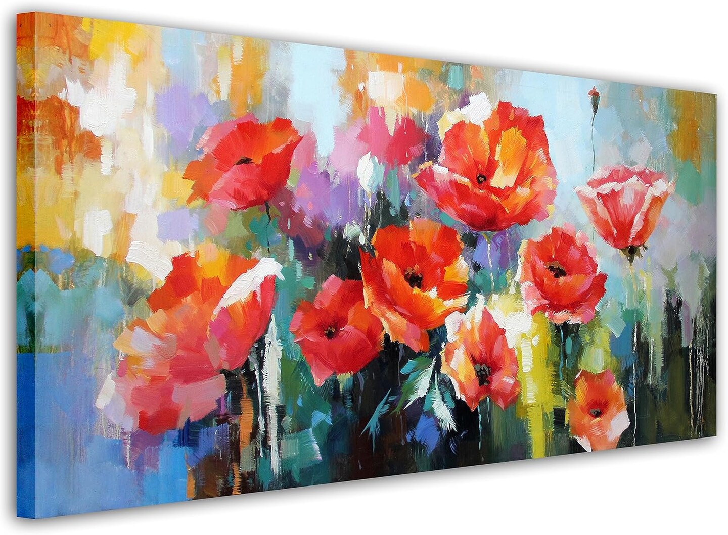 Paint by Number for Adults Beginner Students Canvas ONLY, Ideal Gift Choice for Birthday,Easter Day,Mother's day, Any Festival.DIY Acrylic Painting Kit for Room Decor-Red Flowers 12x24 inch