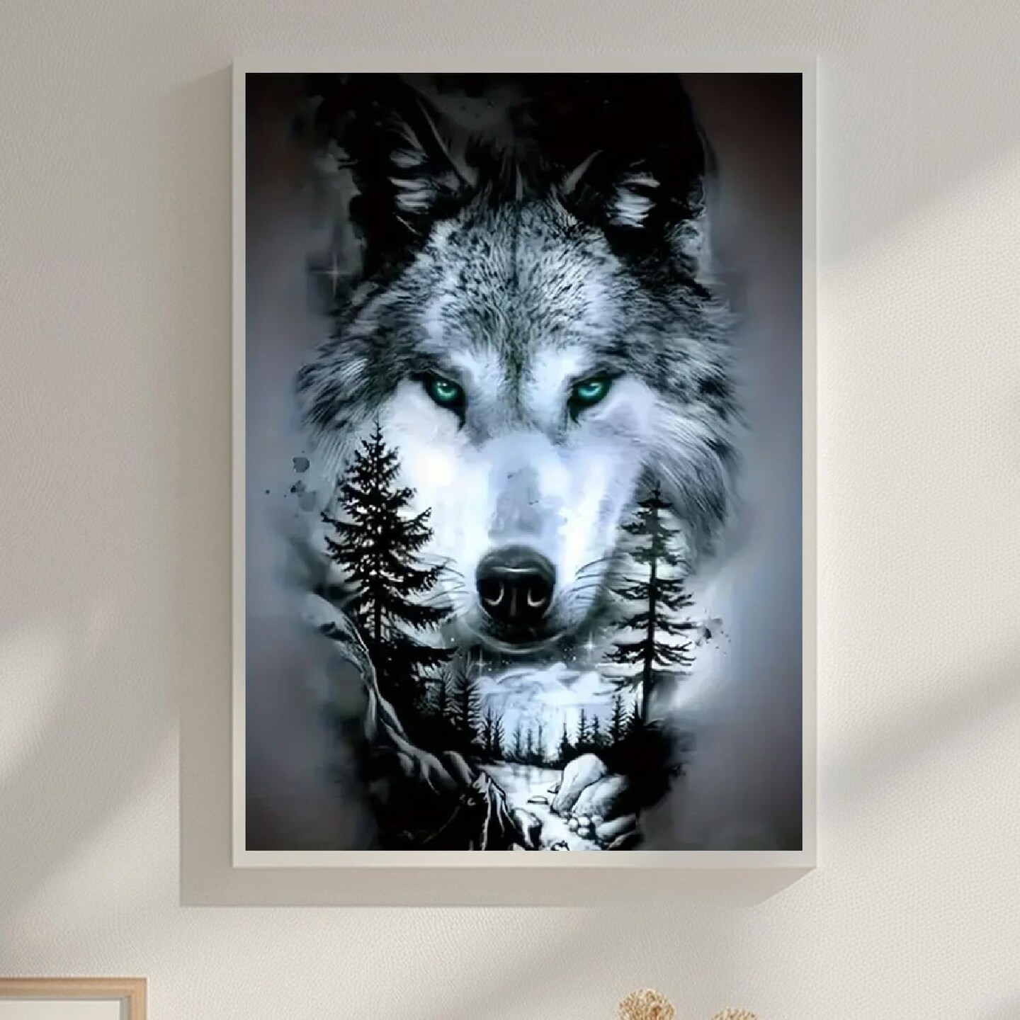 Wolf 5D Diamond Painting Kit for Adults – Full Drill Round Gems DIY Animal Art, Beginner-Friendly 12x16 Inch Wall Décor & Gift