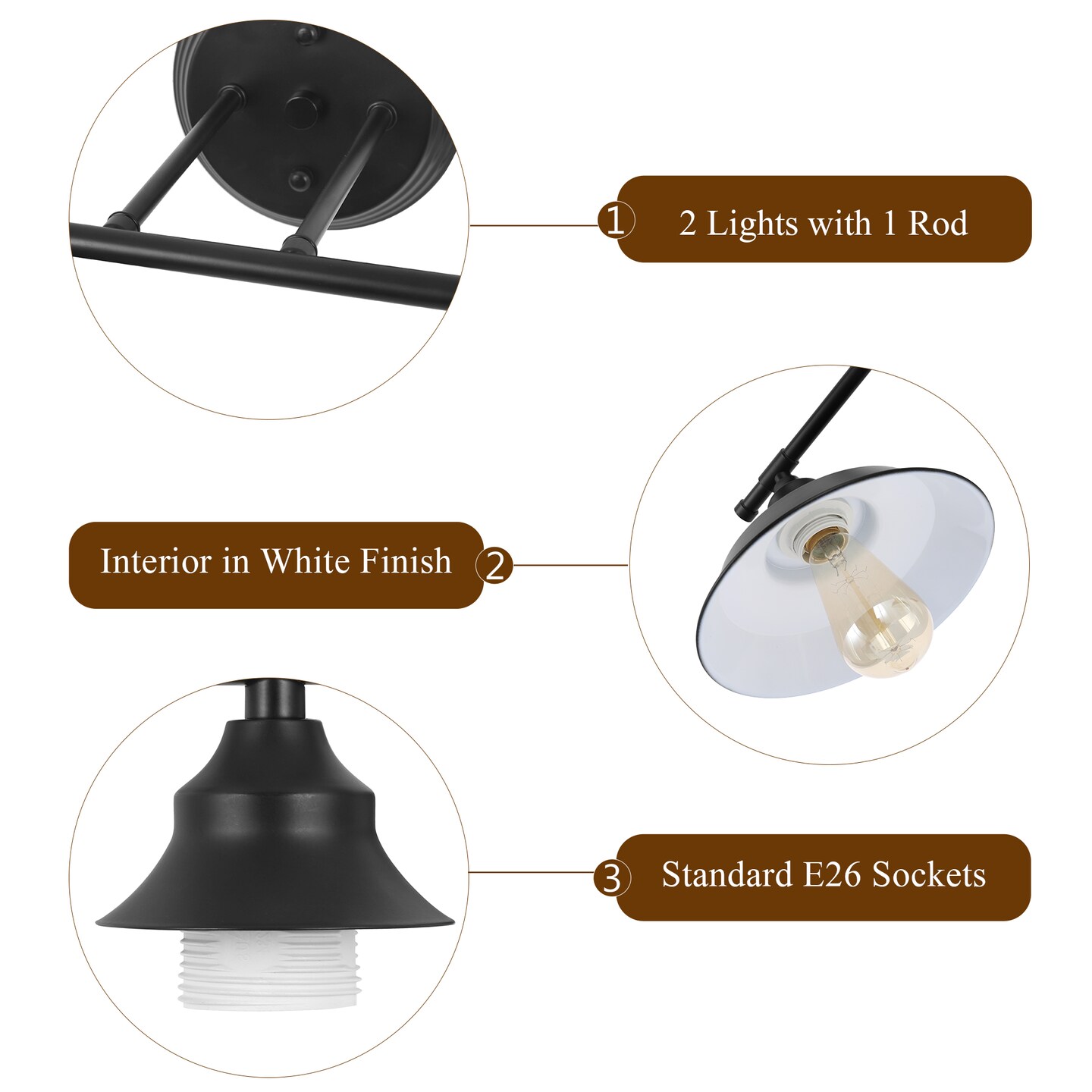 2-Light Vintage Vanity Light Fixture &#x2013; Oil Rubbed Bronze Industrial Wall Sconce for Bathroom, Farmhouse, or Entryway &#x2013; Hardwired, Easy Installation