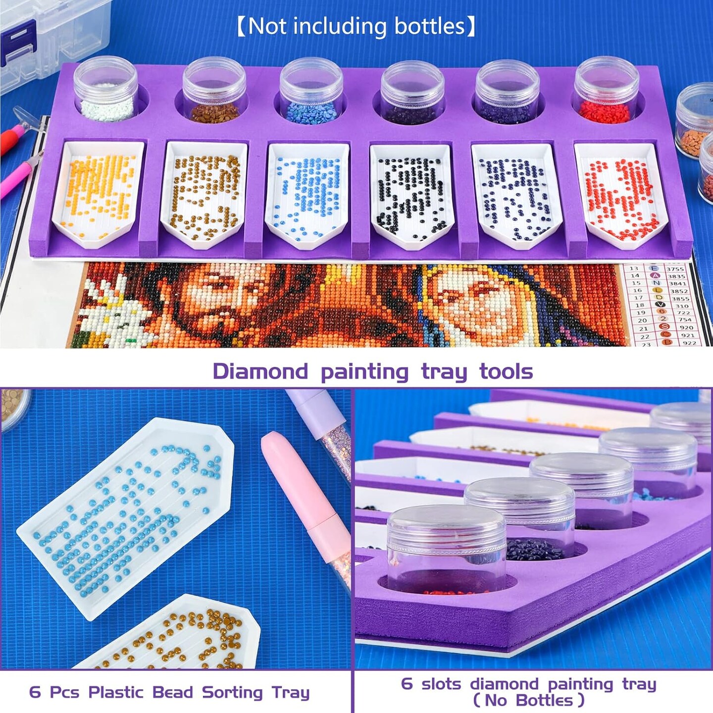 Diamond Painting Accessories Tray Organizer for Diamond Art Kits for Adults, Diamond Art Accessories Tools Kits, Diamond Art Storage Tray for Glitter Rhinestones, Diamond Bead Organizer Tray