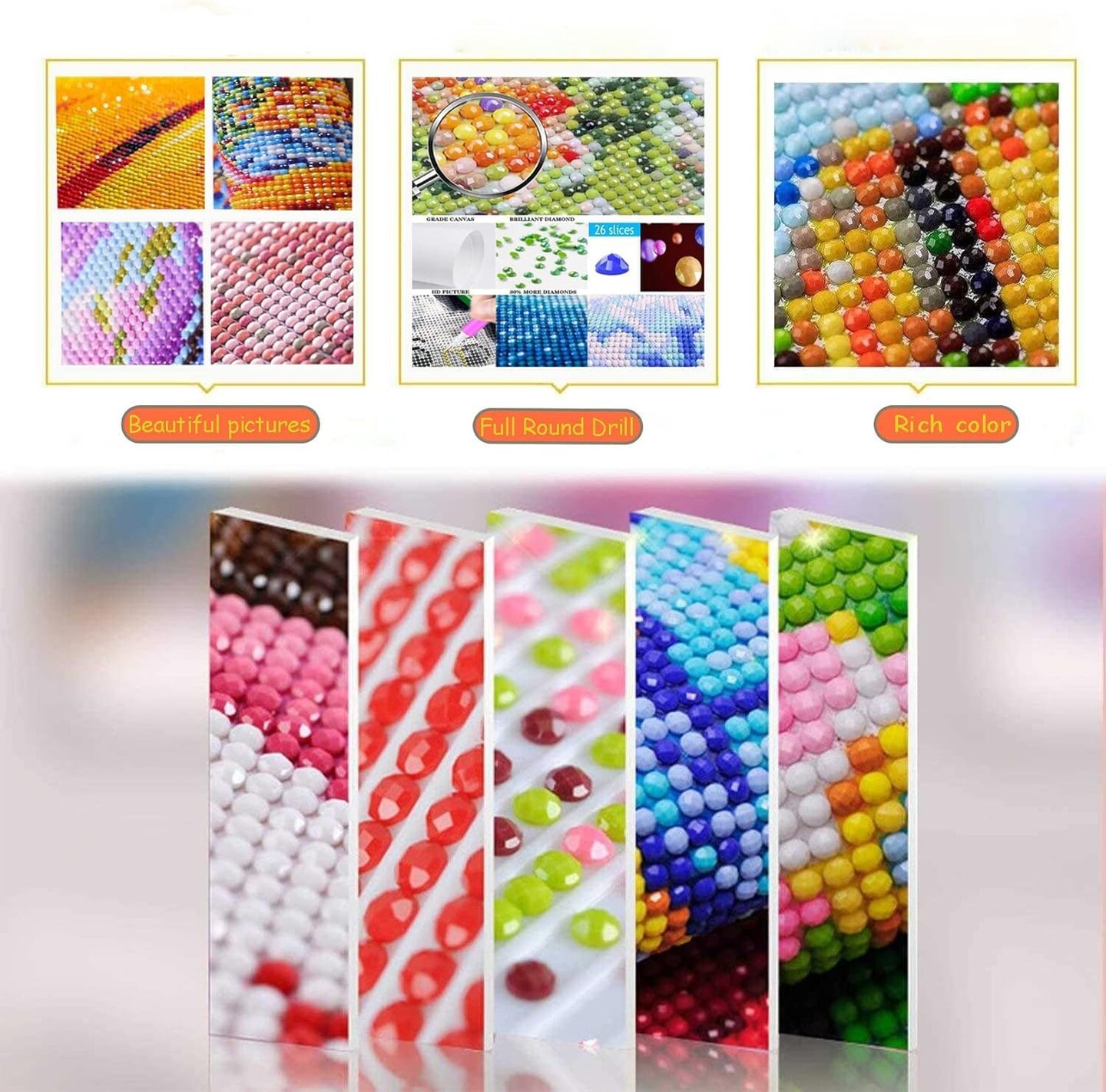 6 Pack 5D Cartoon Diamond Painting Kits for Kids Beginners,Cute Animals DIY Diamond Art Kit for Kids