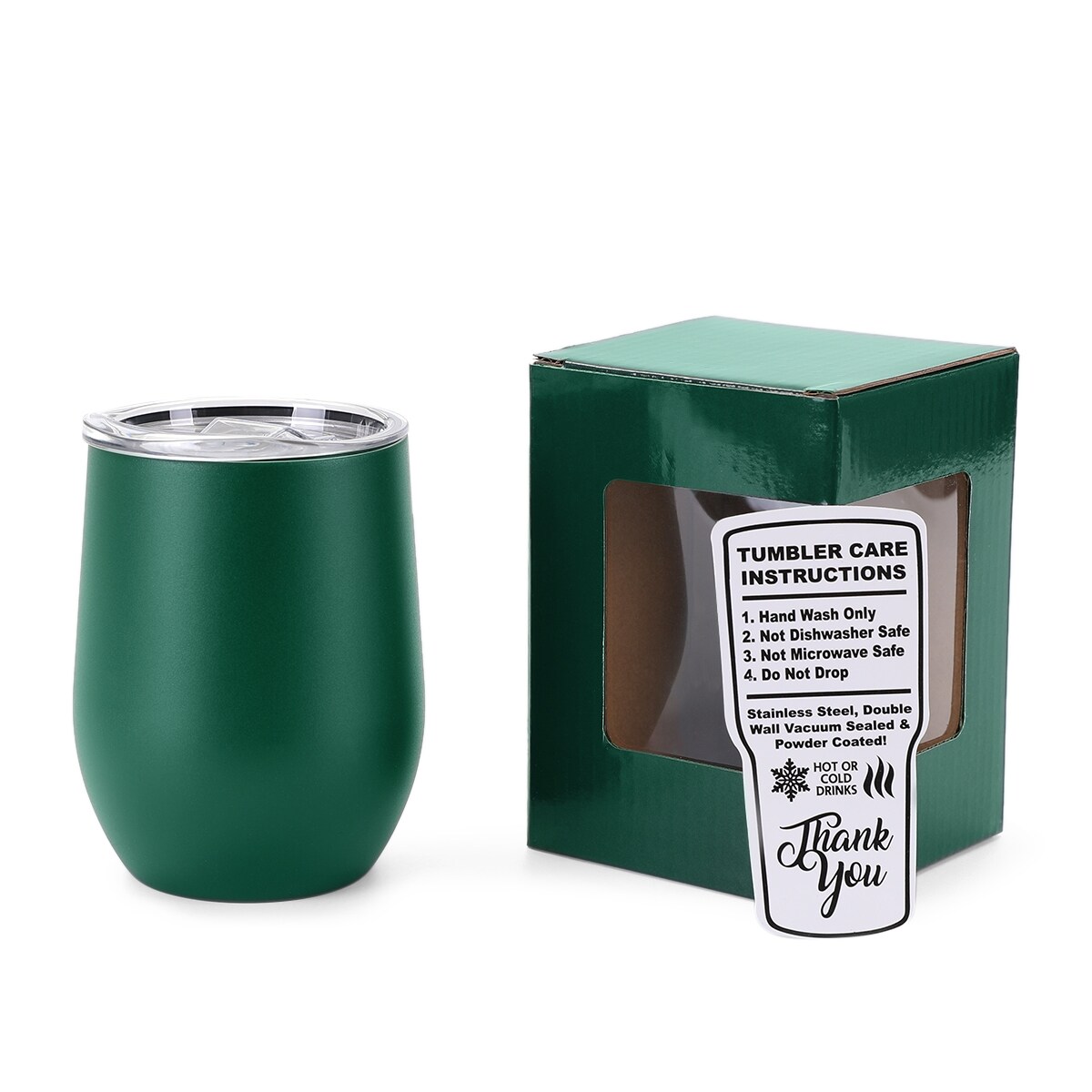 Makerflo 12 oz Powder Coated Wine Tumbler with Leak-Proof Clear Lid, Ideal for Craft and Personalization (Laser Engraving, UV DTF, Epoxy, and Vinyl)