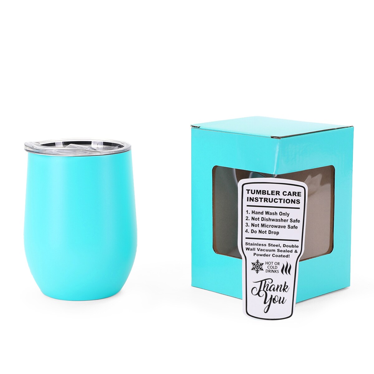 Makerflo 12 oz Powder Coated Wine Tumbler with Leak-Proof Clear Lid, Ideal for Craft and Personalization (Laser Engraving, UV DTF, Epoxy, and Vinyl)