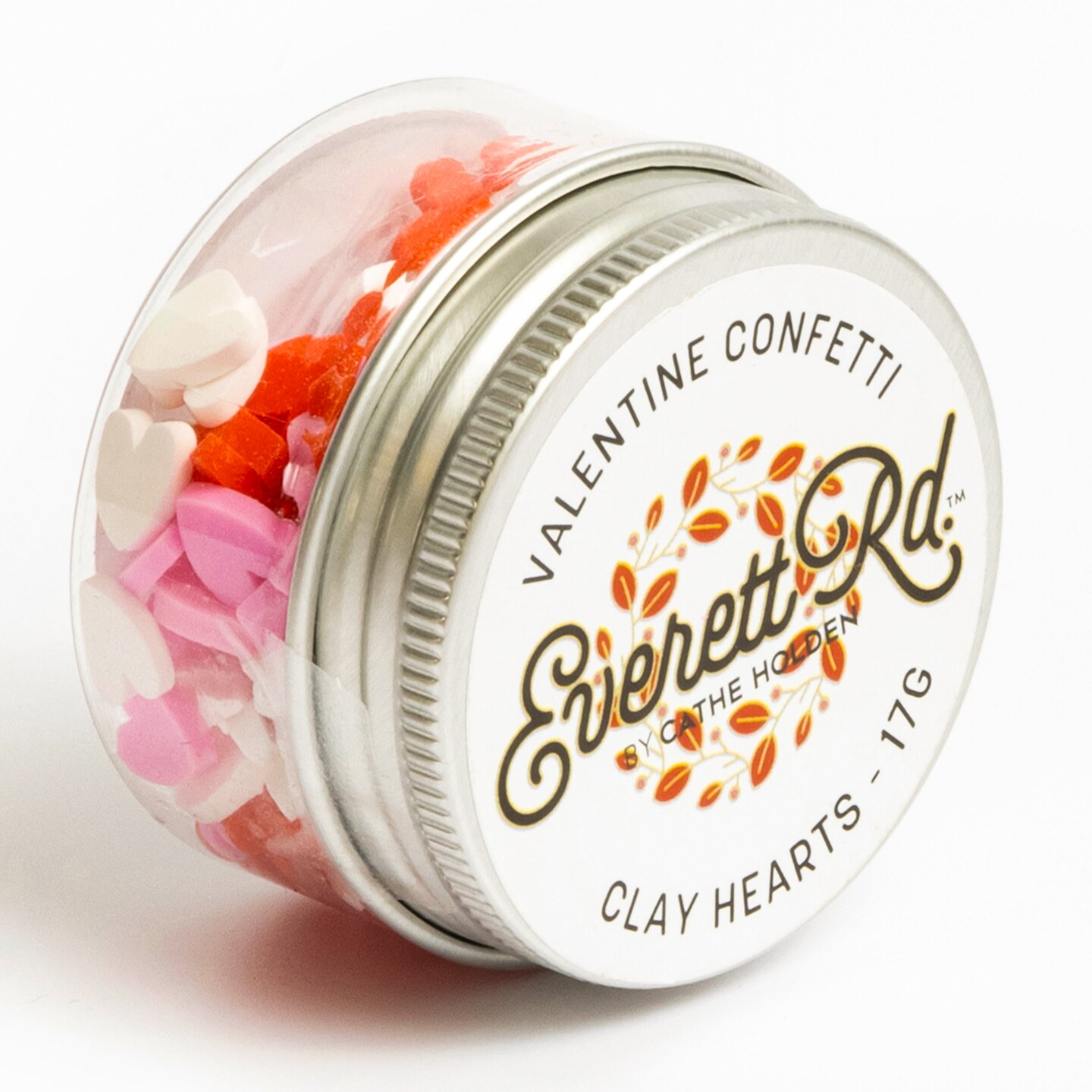 Red, Pink, & White Clay Hearts Confetti In A Jar Everett Rd. by Cathe Holden