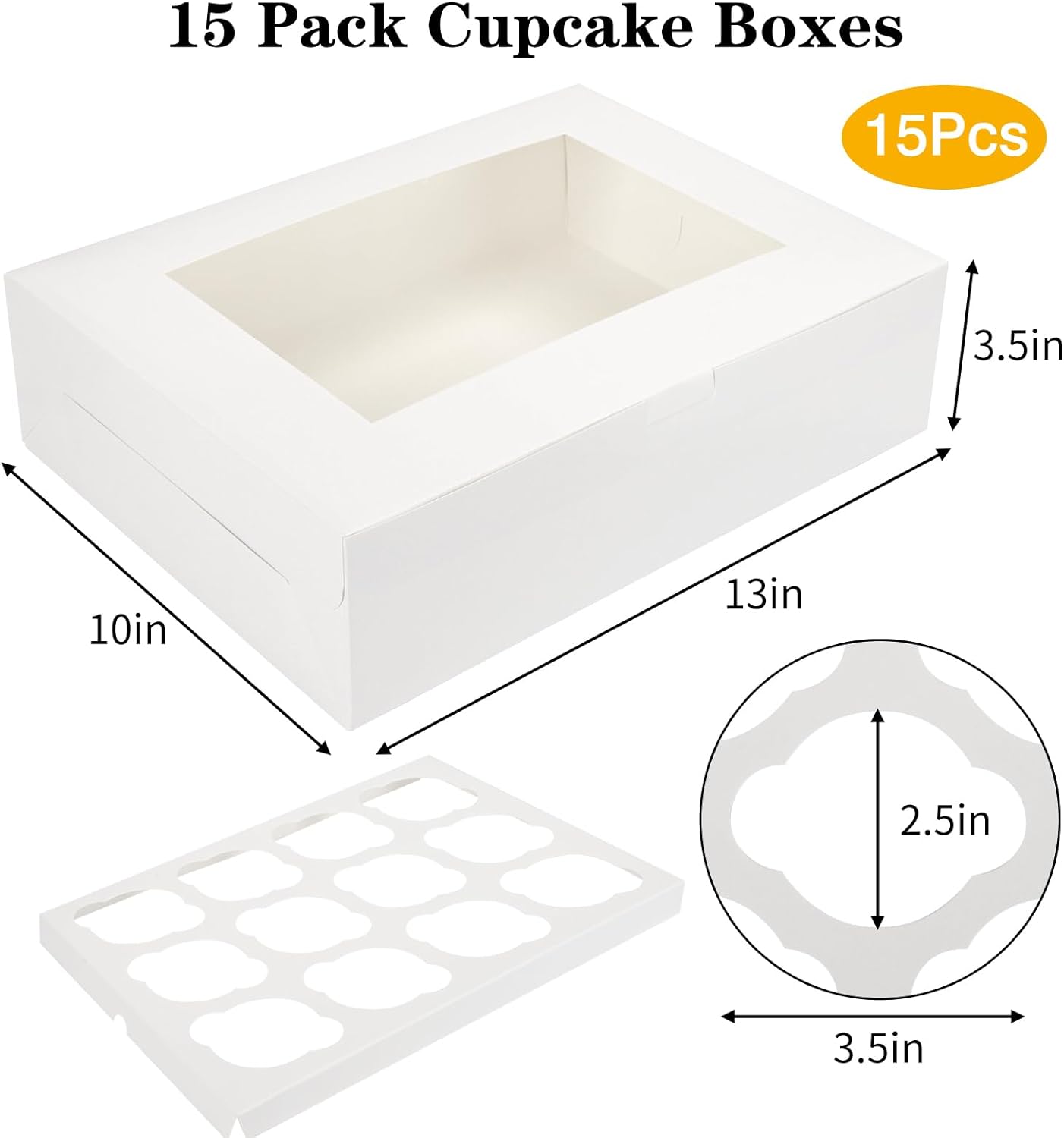 30pcs Cupcake Boxes, Cupcake Boxes 12 Count, Containers with Window for Birthday Holiday Party Bakery Supplies