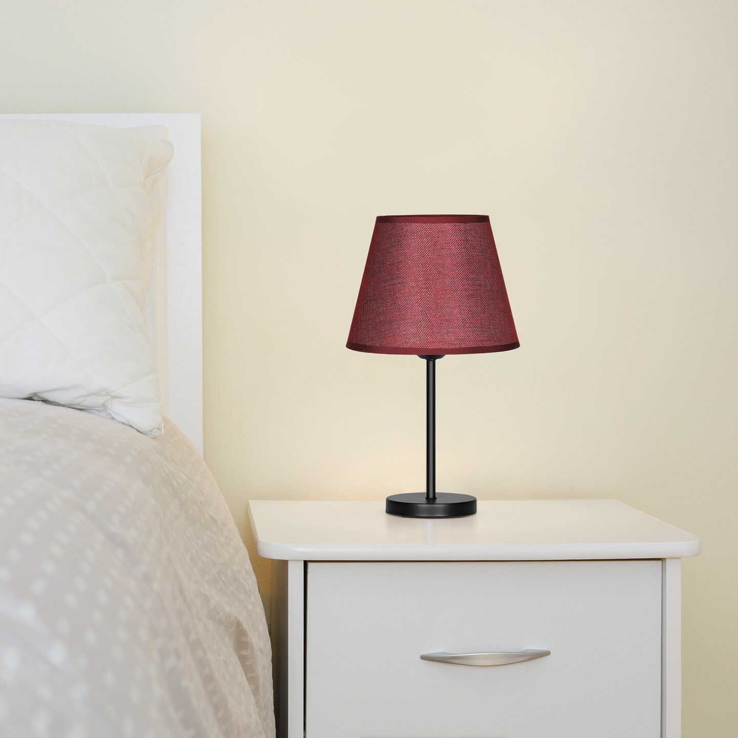 2pcs Vintage Brushed Red Modern Bedside Table Lamp