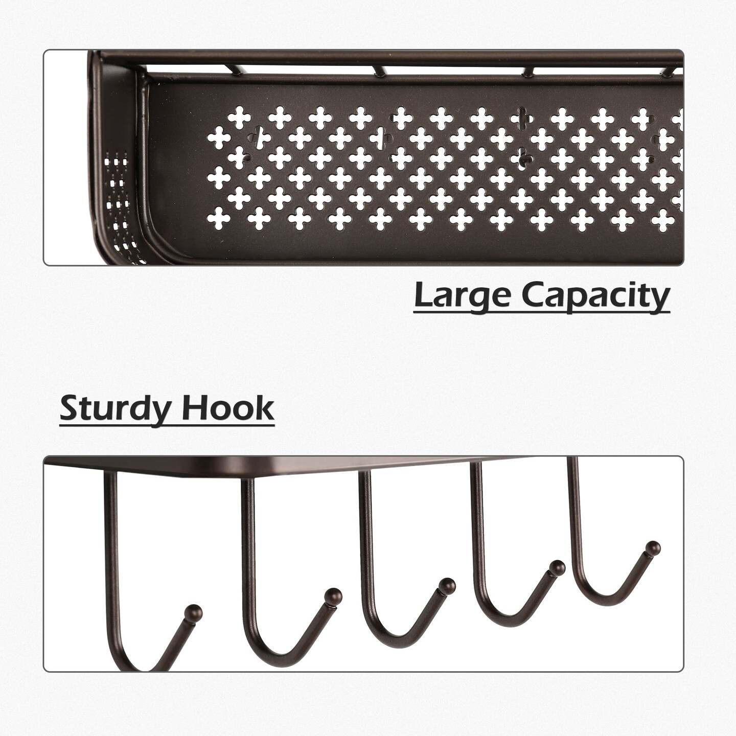 2PCS Wall Mount Metal Letter Holders Basket with 5 Hooks