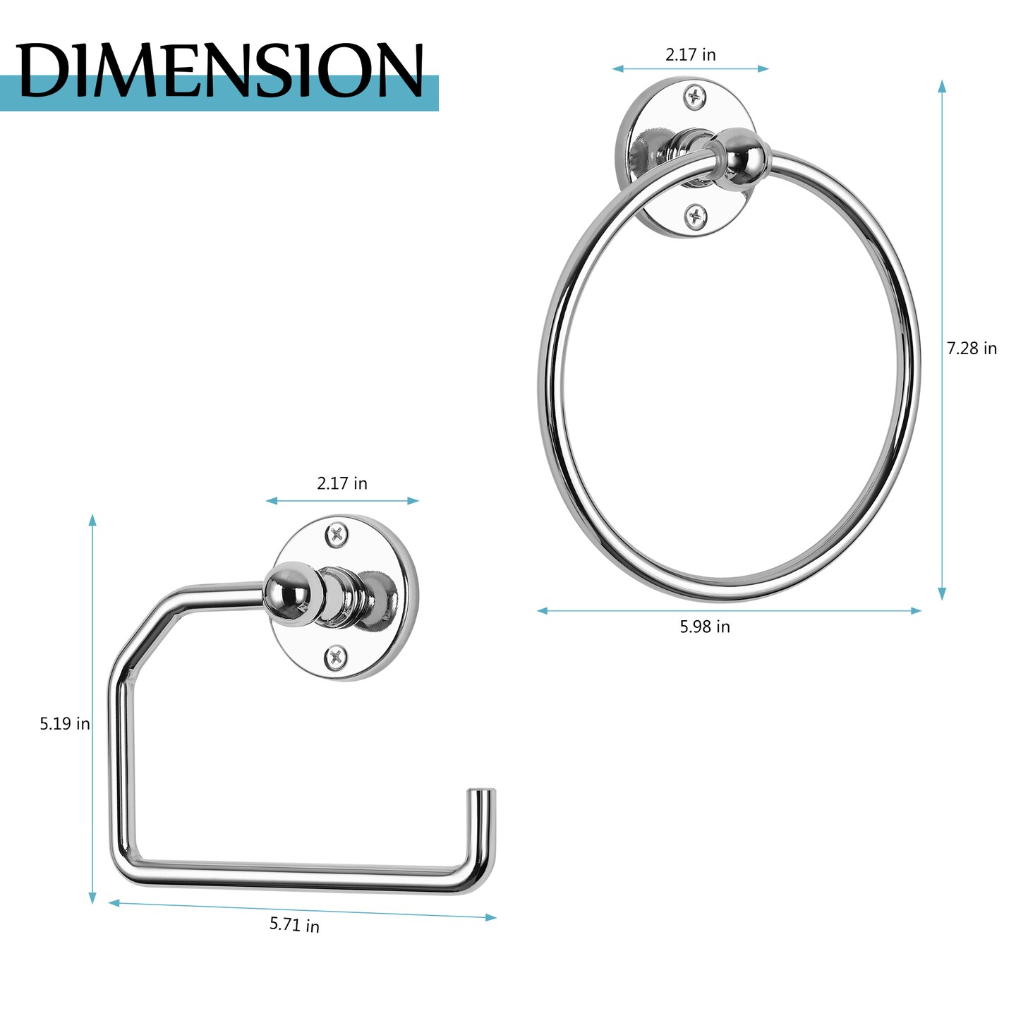 3-Piece Rustproof Bathroom Accessories Set Modern Toilet Paper Holder + 2 Towel Rings for Stylish Bathroom Storage Easy Install