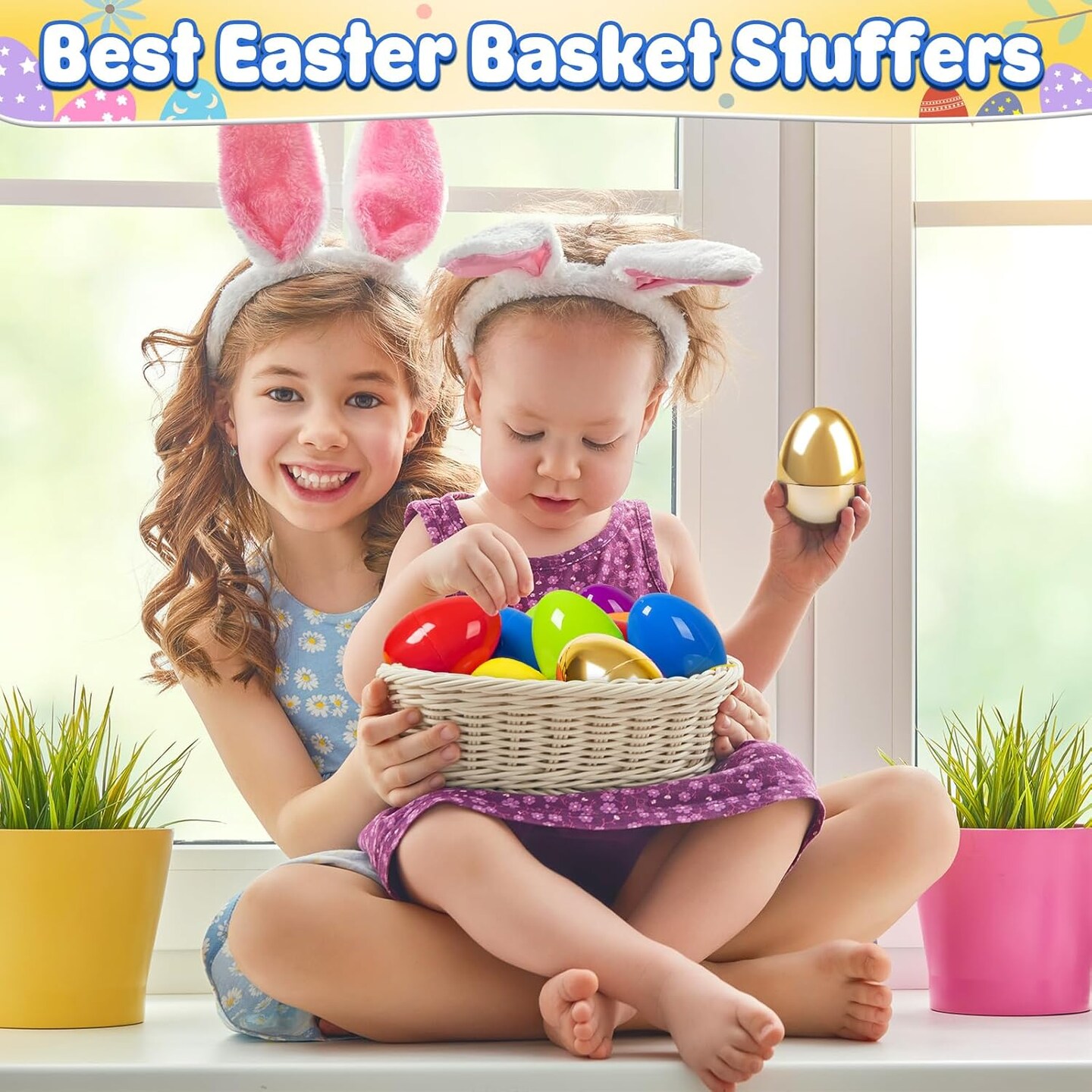 38 PCS 3.5" Easter Eggs with 2 Golden Eggs, Easter Eggs for Easter Hunt, Basket Stuffers Fillers, Empty Eggs Fillable with Candy, Toys, Easter Basket Essentials