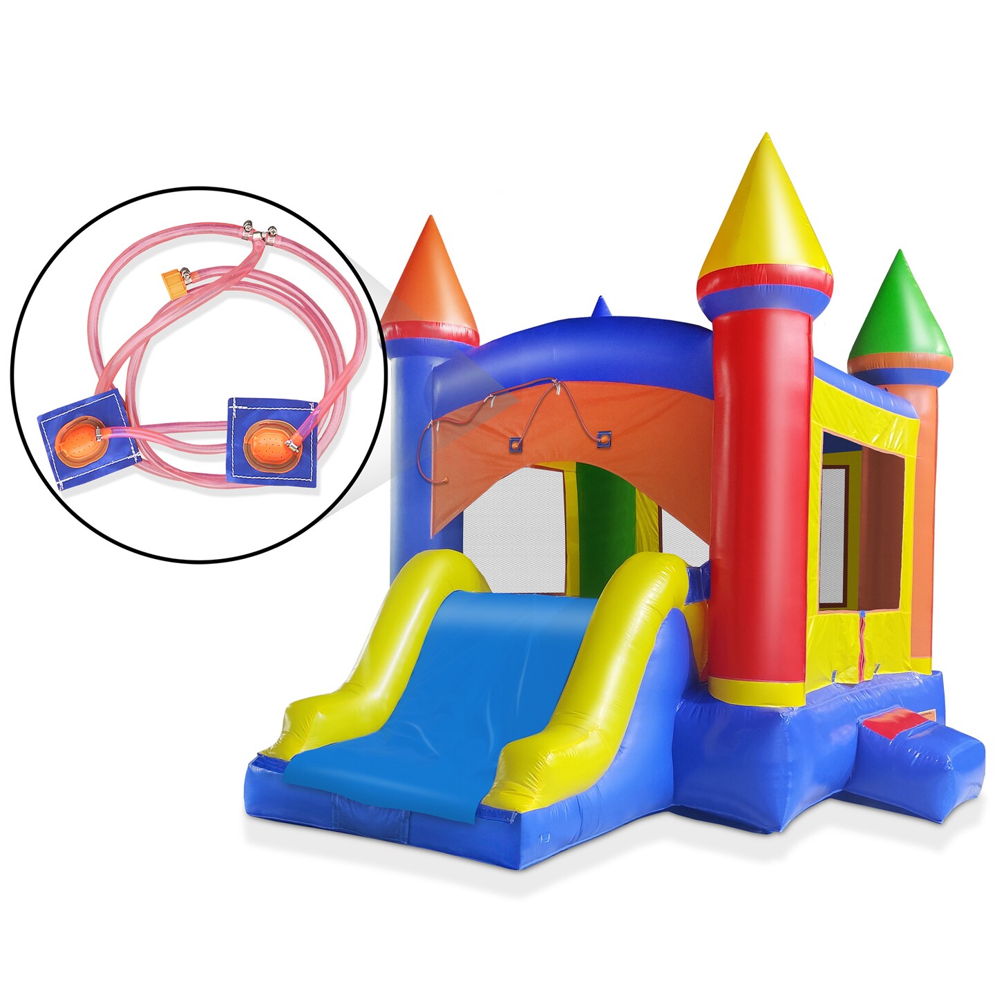 Cloud 9 Commercial Castle Bouncer with Slide and Water Misting System, Inflatable Bounce House for Kids