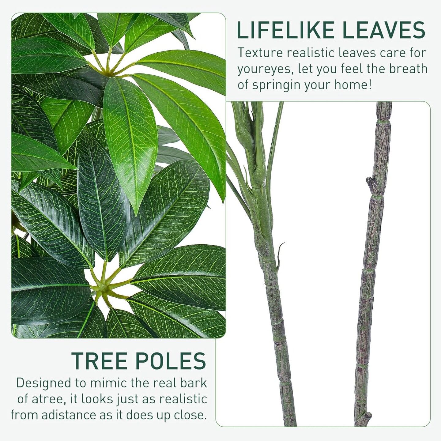 Money Tree Artificial - 6 FT Tall Fake Tree with Decorative planters - Large Faux Plants Lifelike Branches &#x26; Foliage - Artificial Plants Indoor for Home Office Living Room Decor