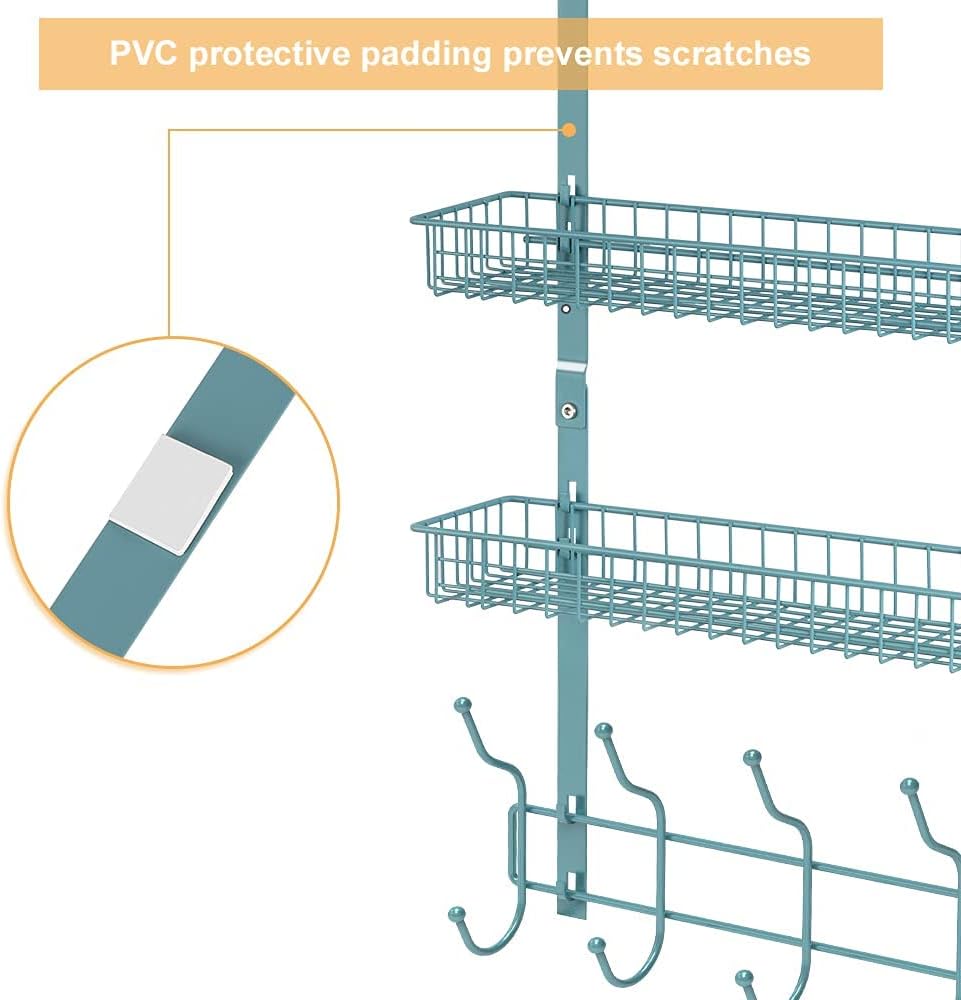 Over The Door metal Storage Rack Coat Hook Shelf Bathroom Office