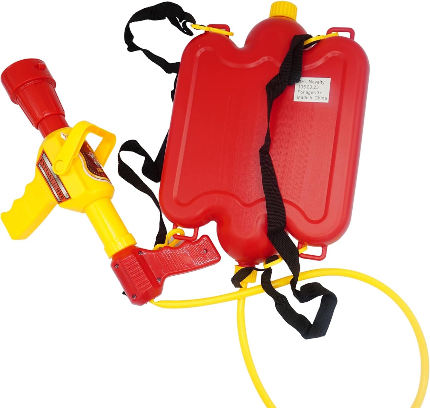4E's Novelty Firefighter Backpack Water Gun – Water Soakers for Kids, Tank with Hose Shooter for Outdoor, Pool Play & Fireman Pretend Play