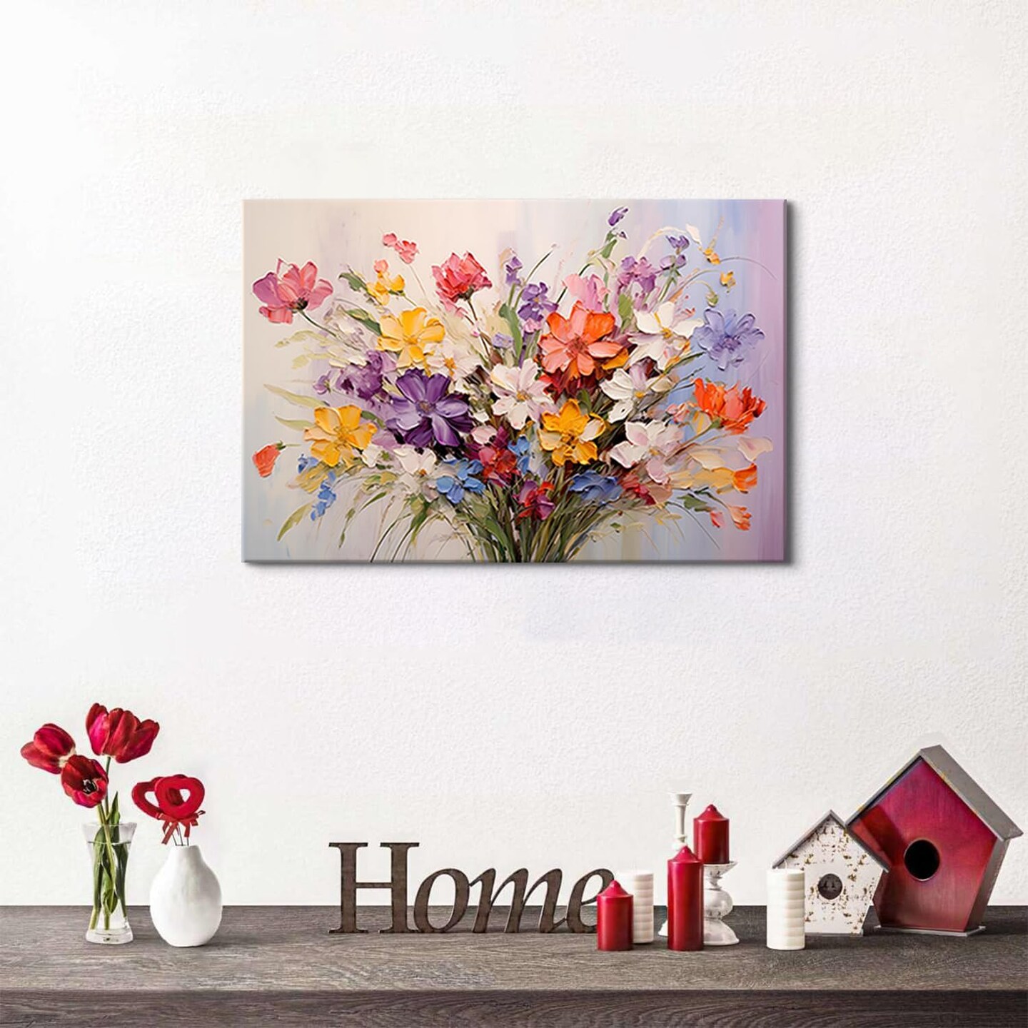 Colorful Wildflower Canvas Wall Art 12x16” – Yellow, Orange & Purple Floral Decor