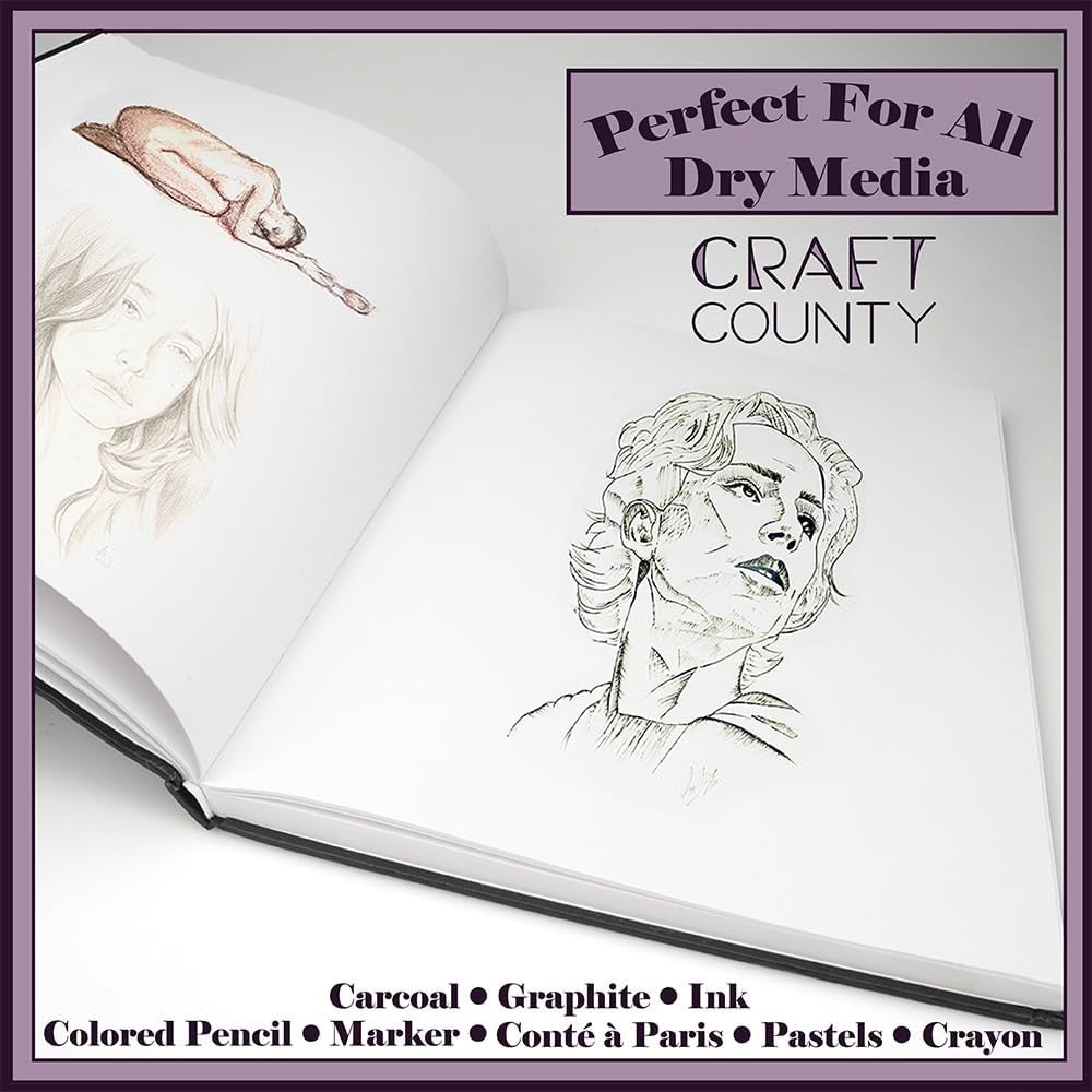 9x12” Hardbound Dry Media Sketchbook – 80 Sheets, 75lb/110gsm Paper