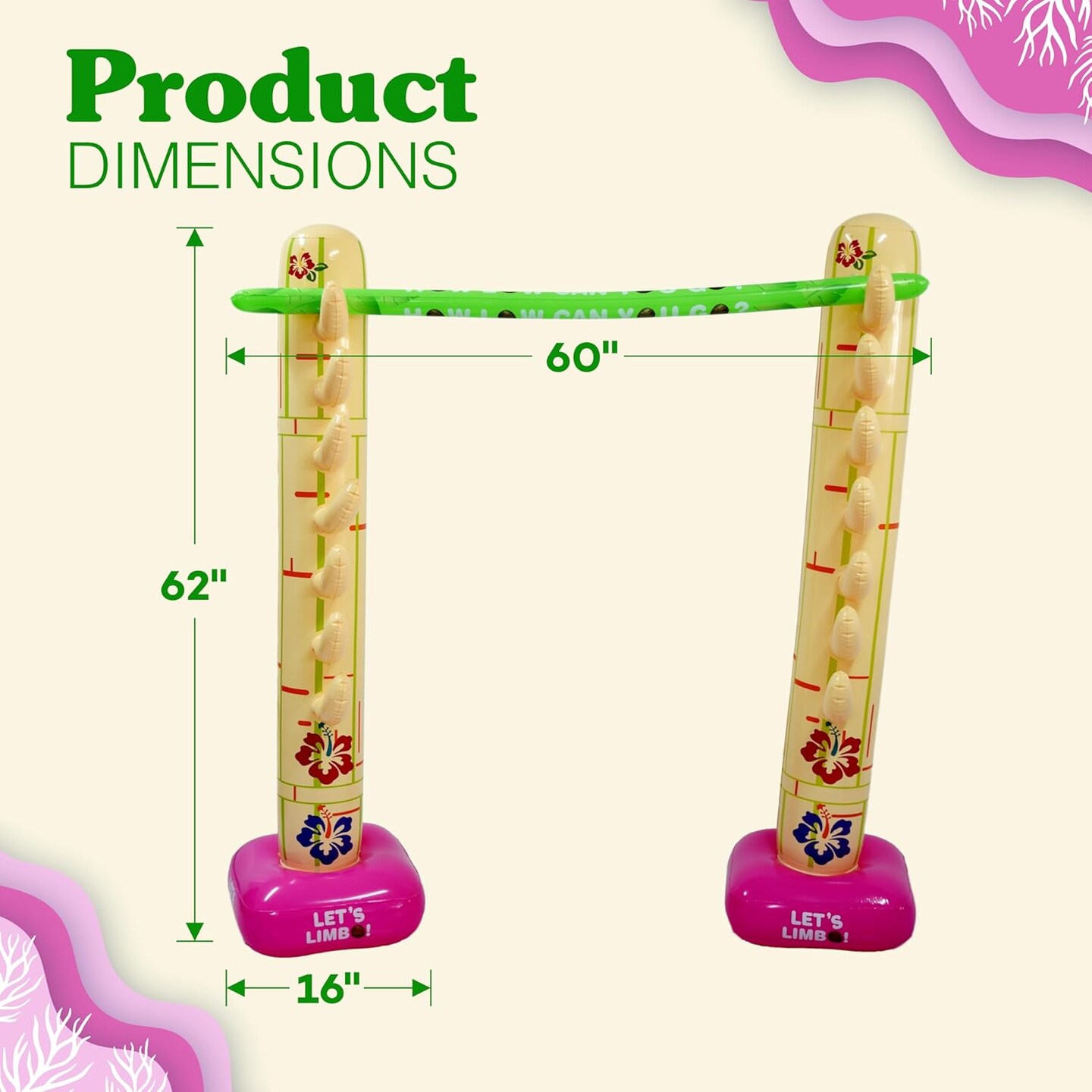 4E's Novelty Lua Limbo Game Set - Inflatable Limbo Sticks for Kids & Adults