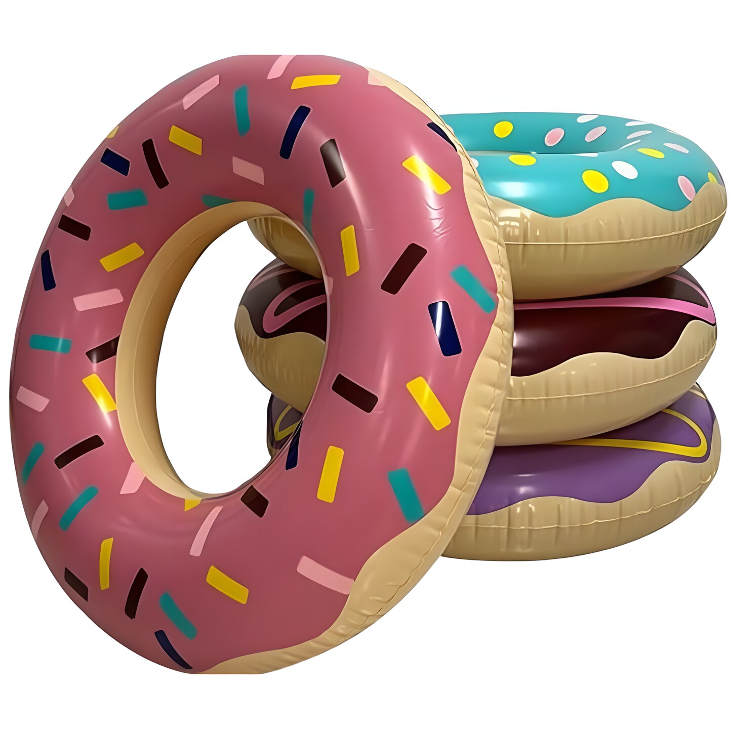 4E&#x2019;s Novelty 4 Pack Inflatable Donut Floaties - 30&#x2019;&#x2019; Swim Ring Pool Floats for Kids &#x26; Adults Beach &#x26; Pool Toys