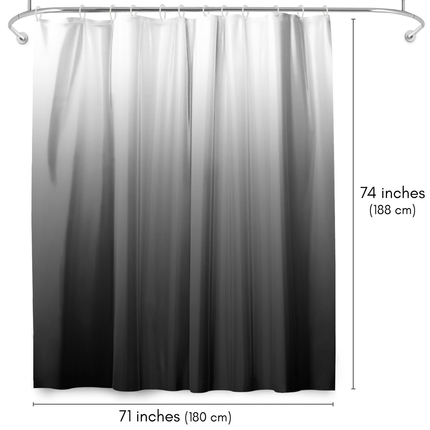 Americanflat 71x74 Ombre Grey Shower Curtain - Water Resistant - Polyester Fabric