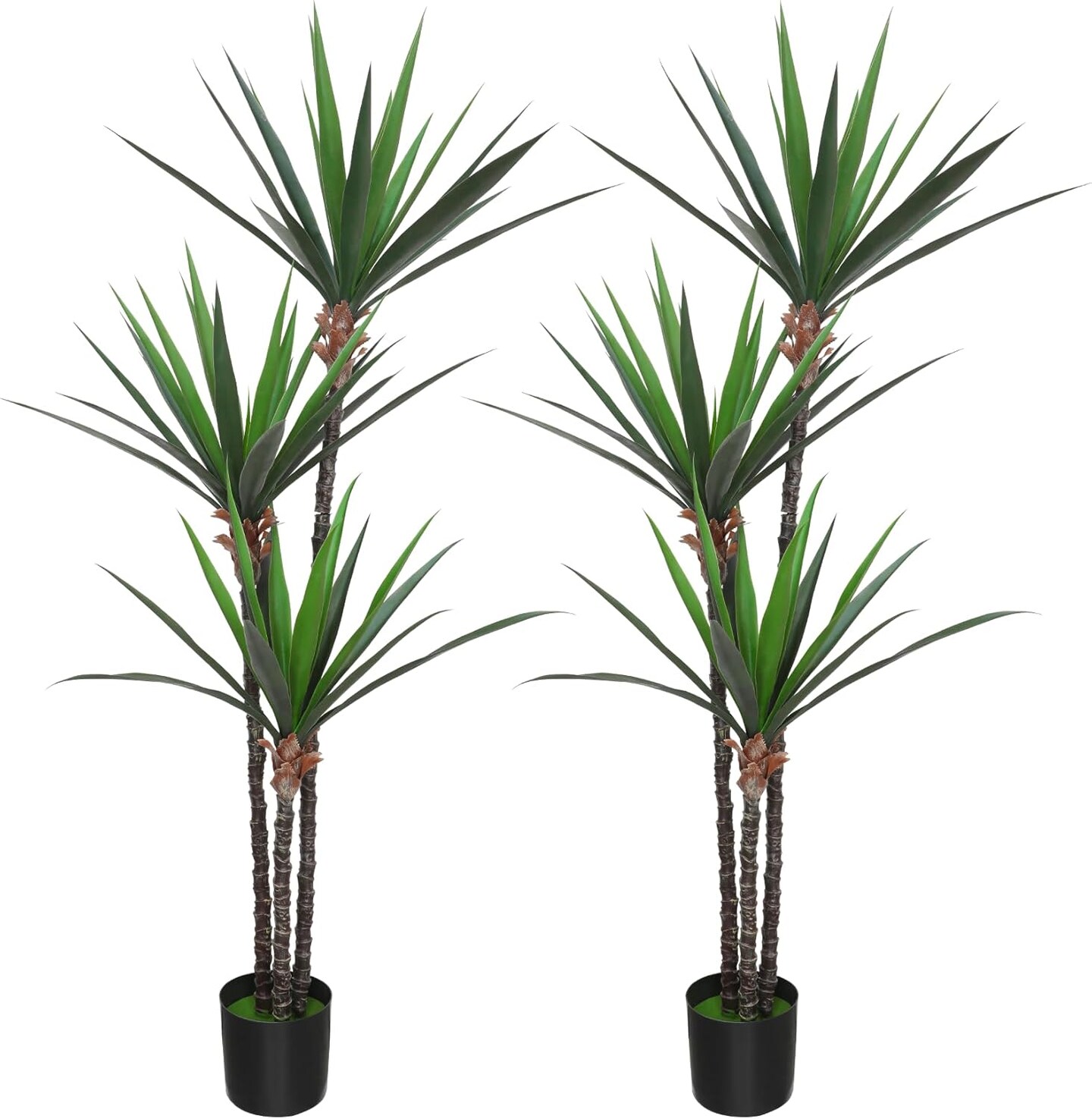 6FT Artificial Tree Faux Agave Plant Faux Dracaena Tree with 3 Heads in Pot Tall Fake Tree for Modern Home Office Decor Indoor or Outdoor (2 Pack)